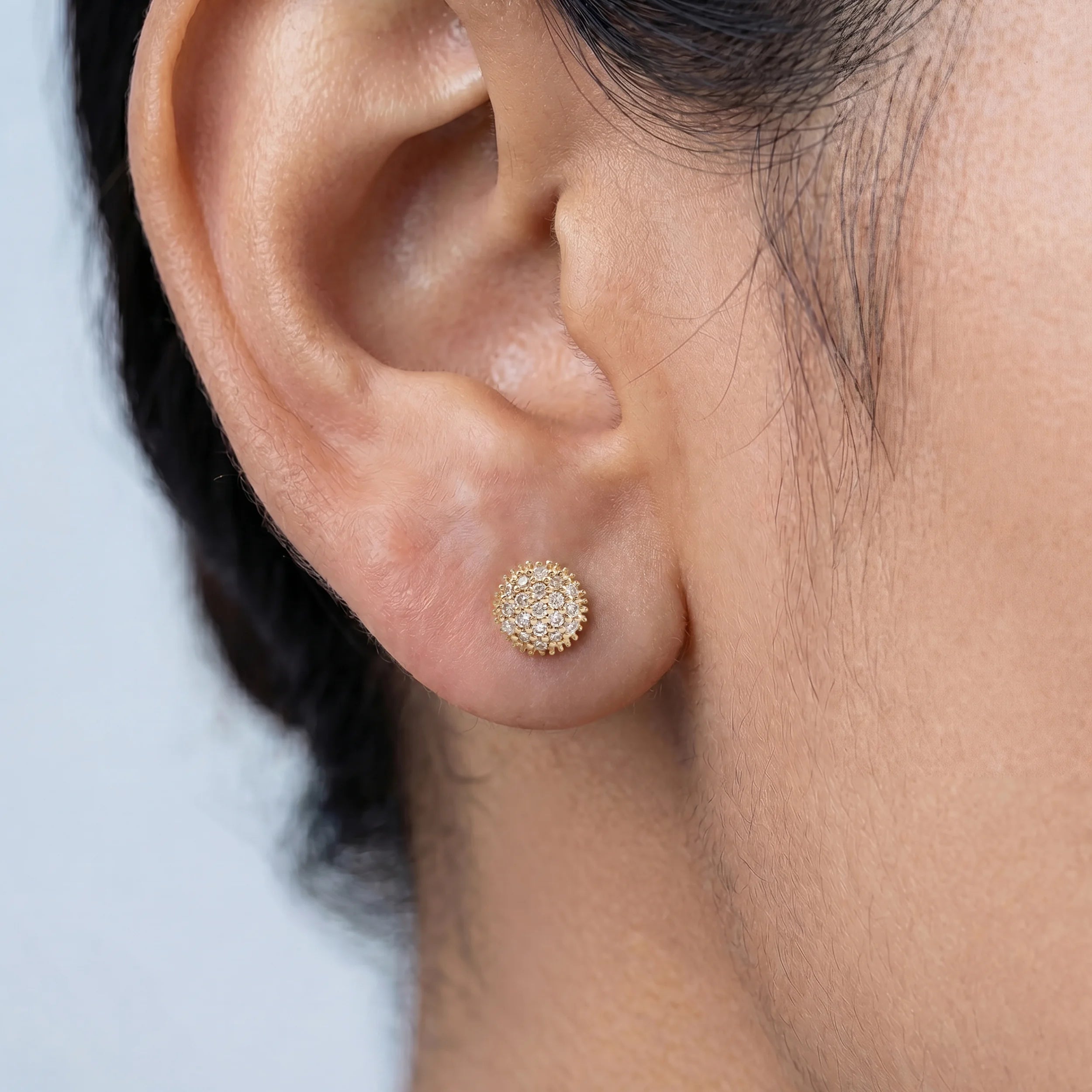 Round Diamond Cluster Stud Earrings