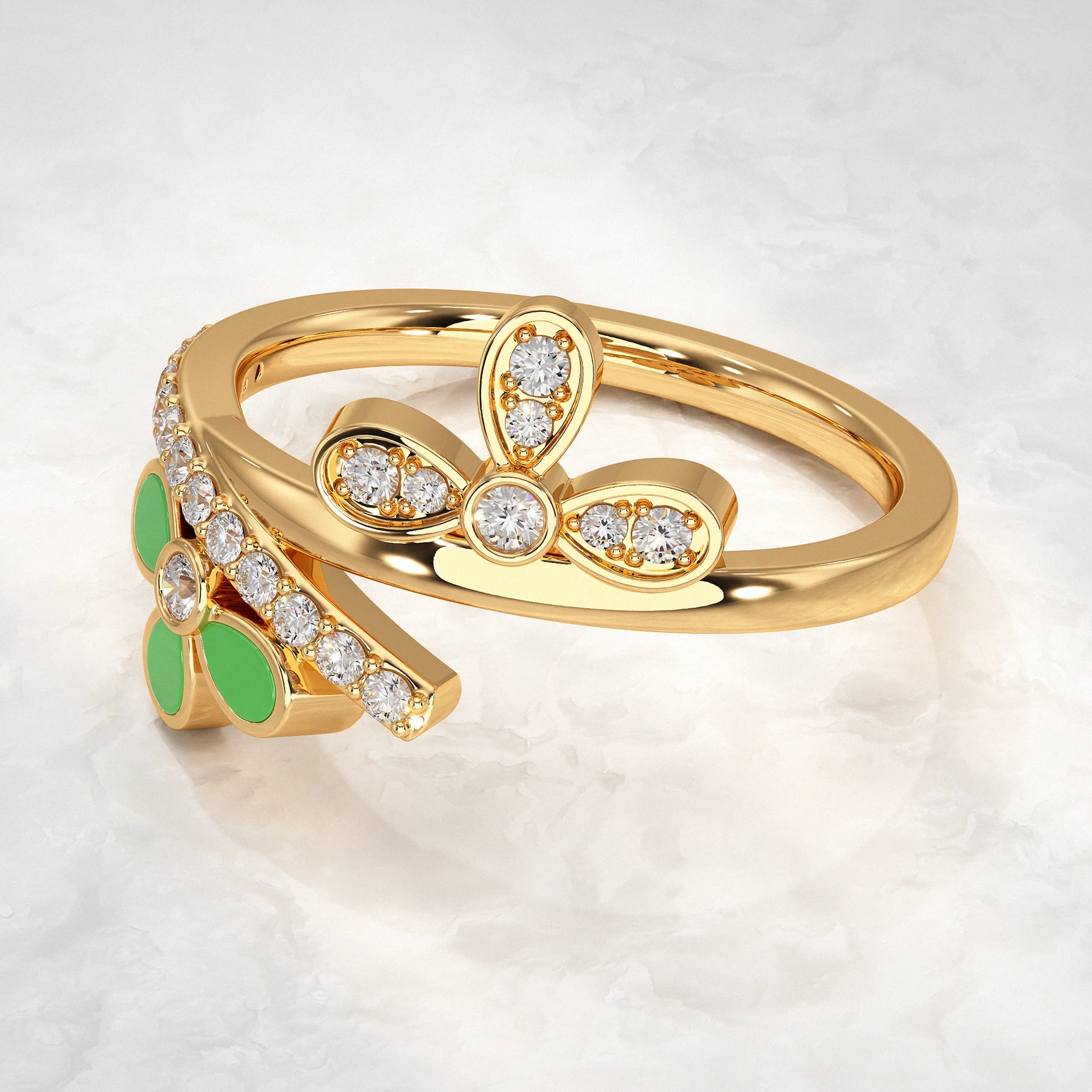 Pave Wrap Around Floral Diamond Ring Rings