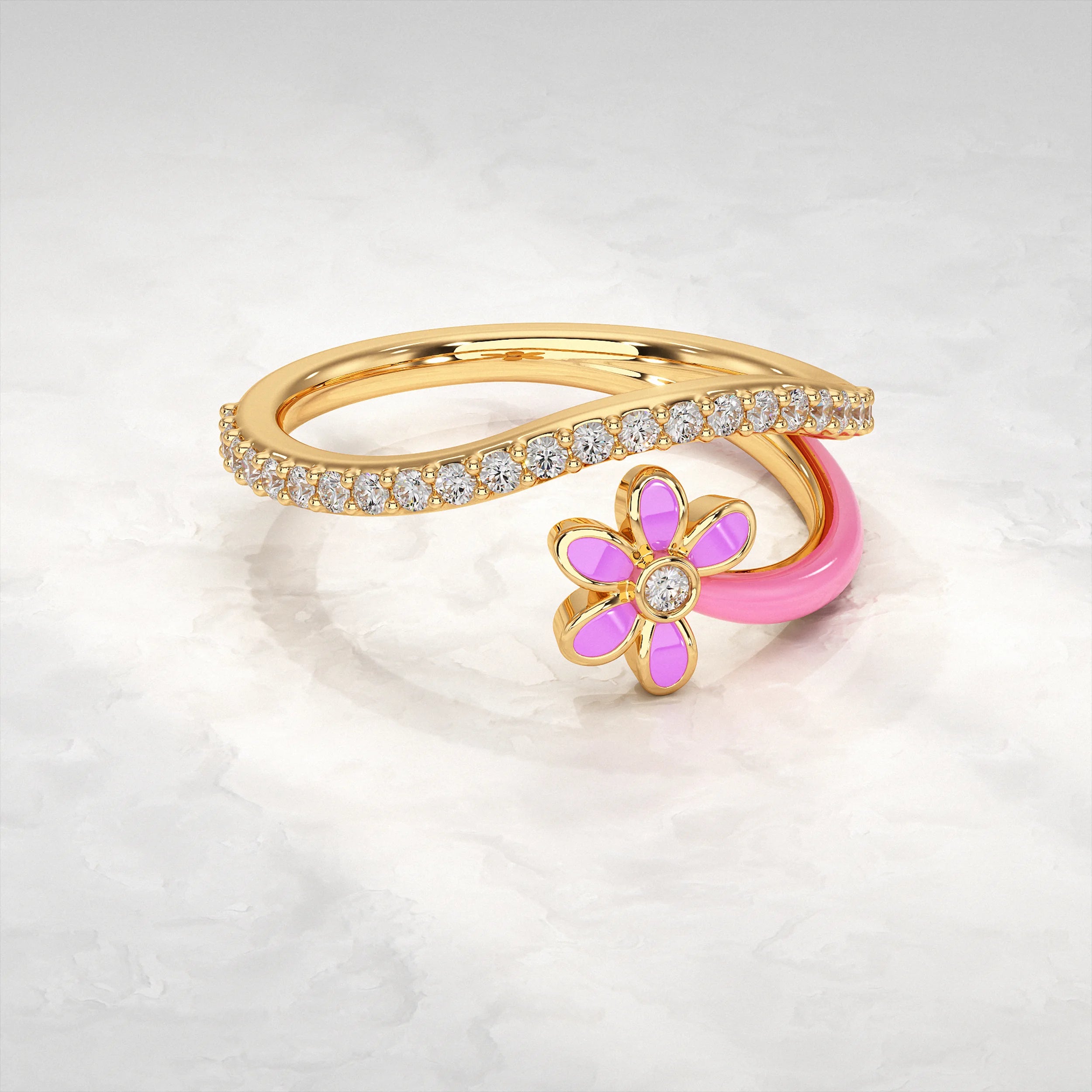 Bloom Floral Round Cut Diamond Ring Rings