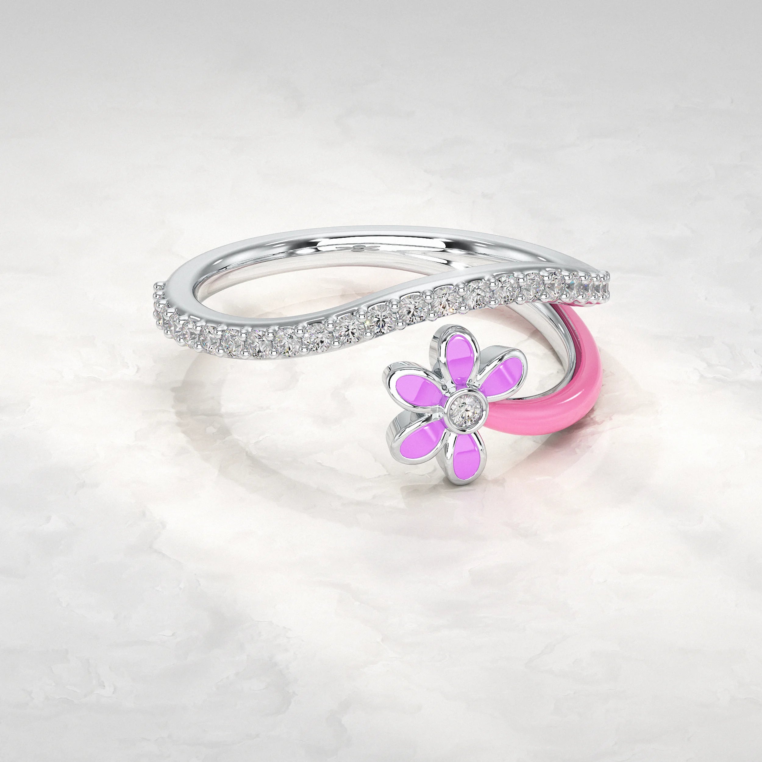 Bloom Floral Round Cut Diamond Ring Rings
