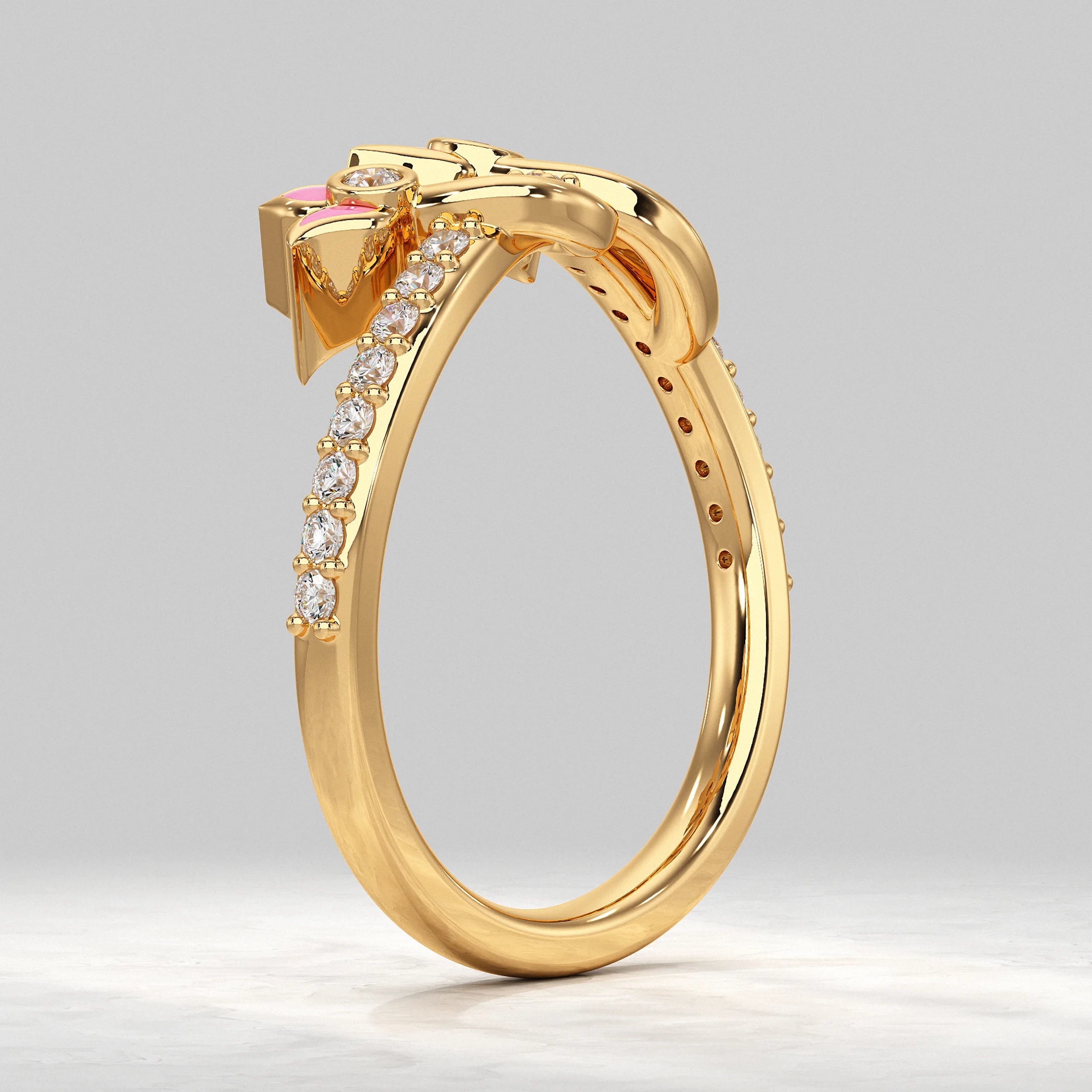 Twin Bloom Diamond Petal Embrace Ring Rings
