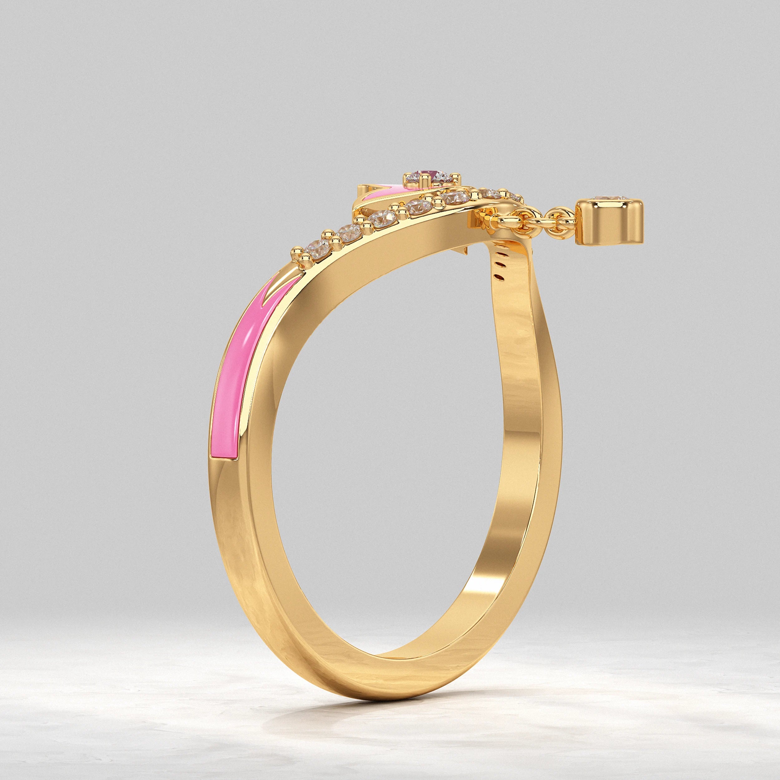 Petal Drop Diamond Dangling Bloom Ring Rings