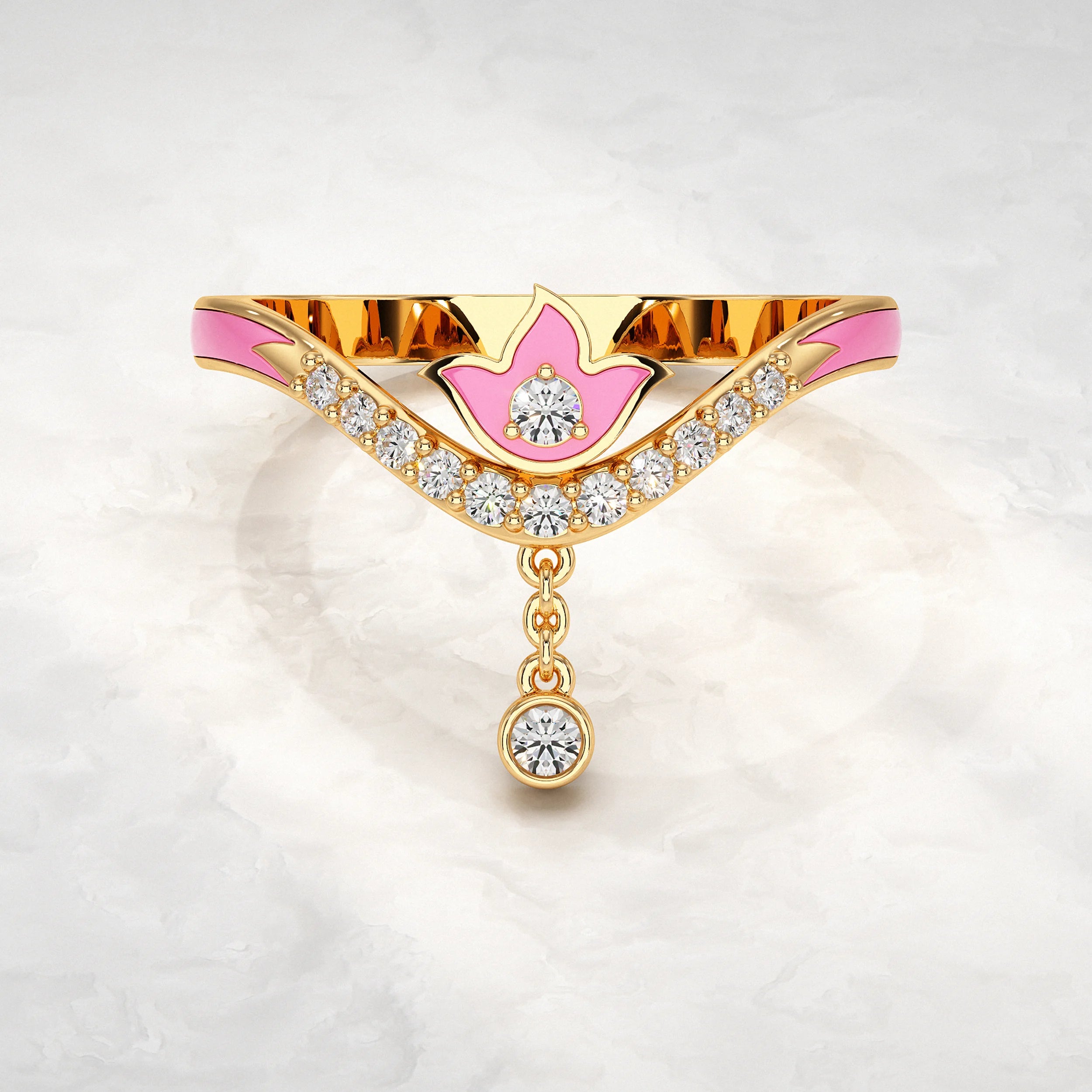 Petal Drop Diamond Dangling Bloom Ring Rings