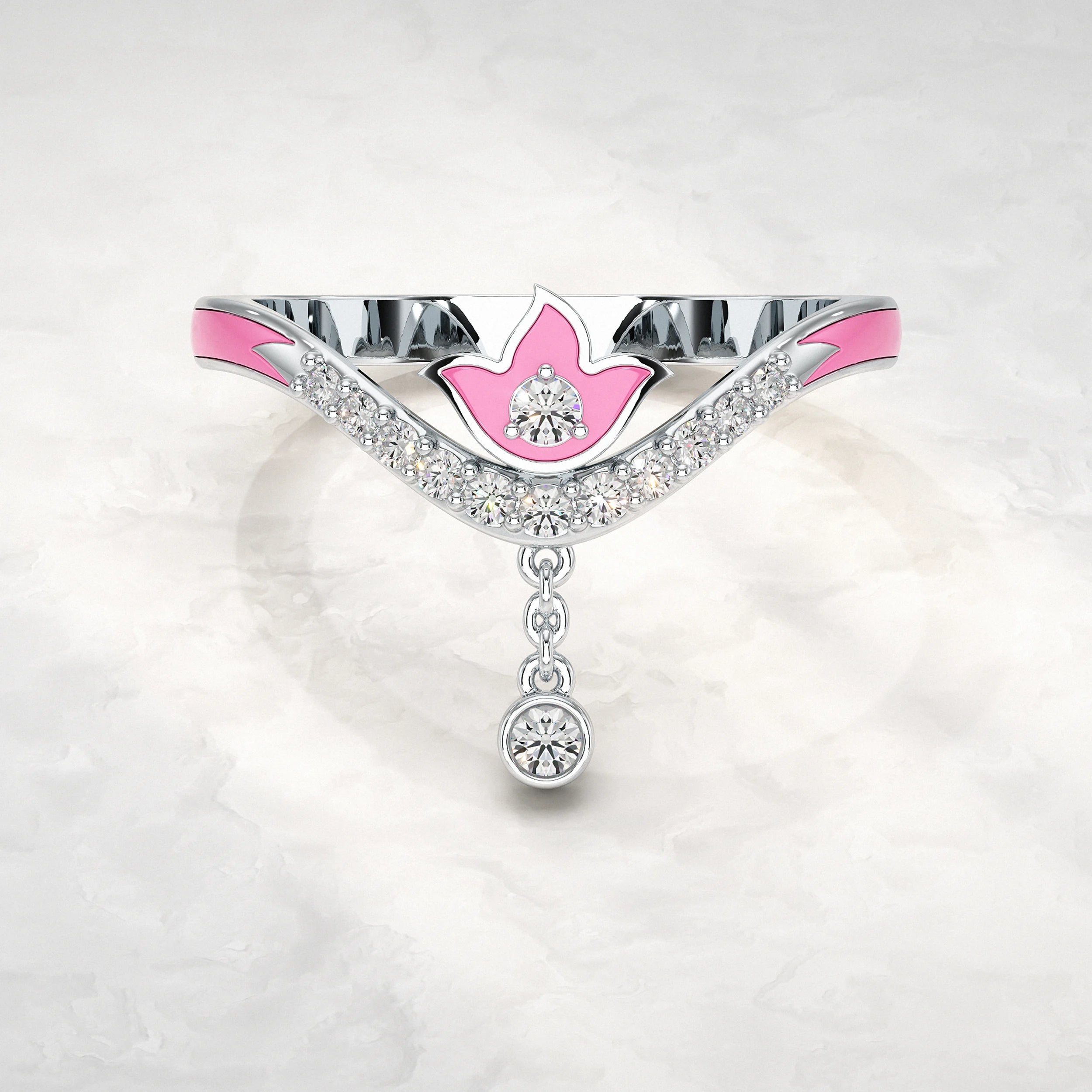 Petal Drop Diamond Dangling Bloom Ring Rings