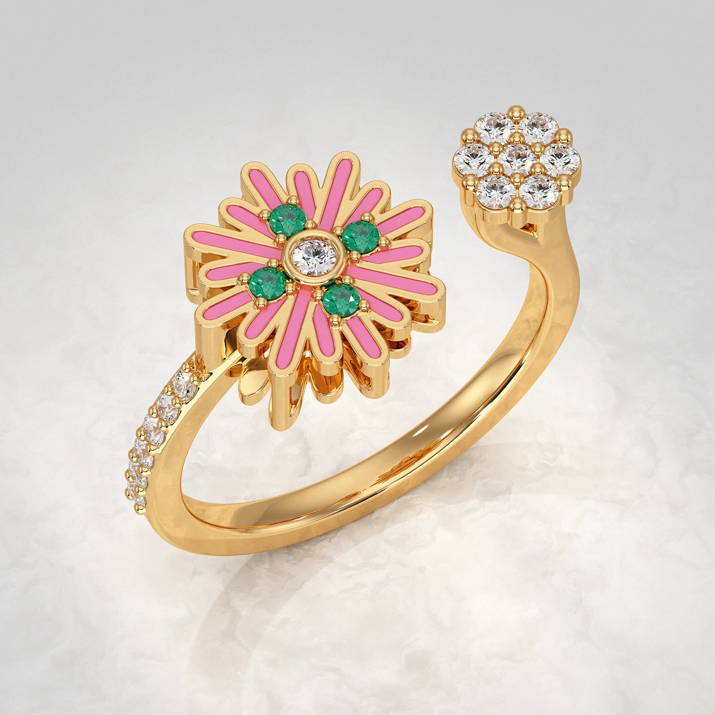 Bloom Duet Twin Blossom Diamond Ring Rings