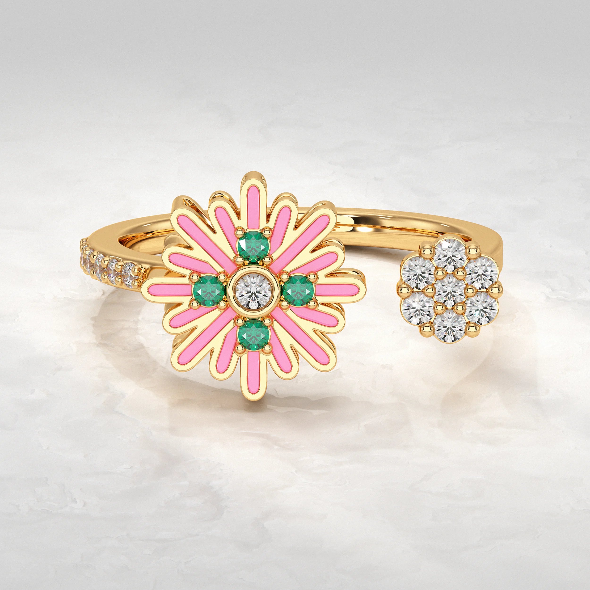 Bloom Duet Twin Blossom Diamond Ring Rings