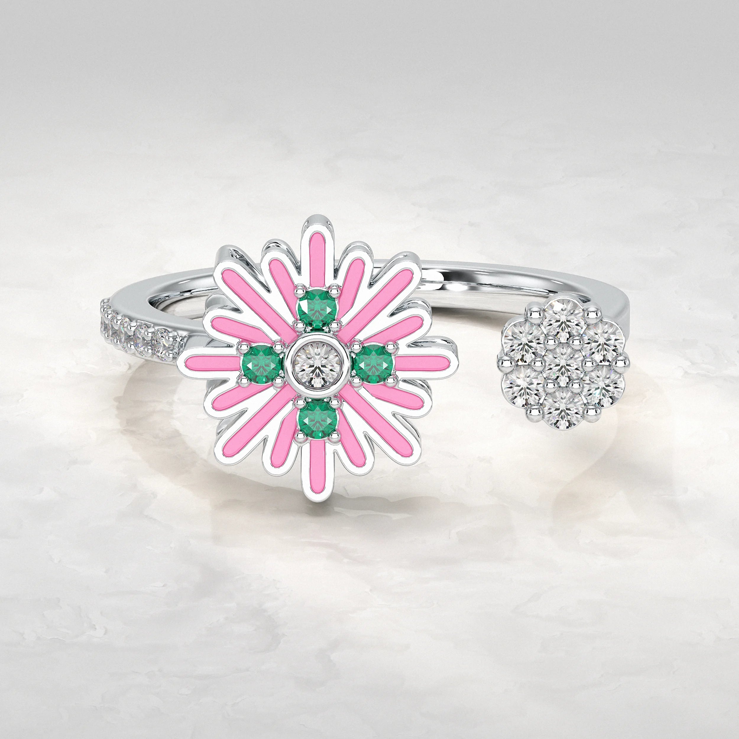 Bloom Duet Twin Blossom Diamond Ring Rings