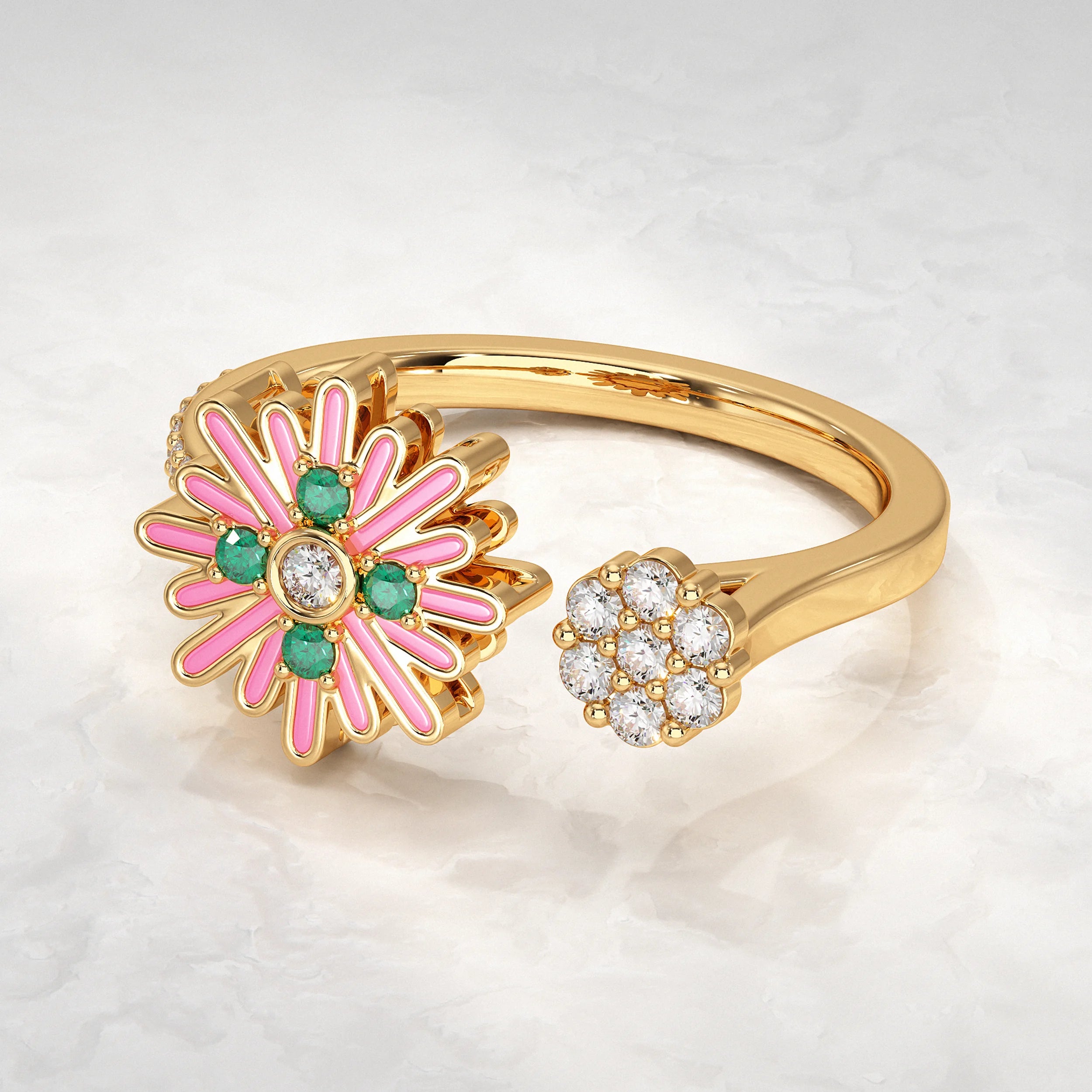 Bloom Duet Twin Blossom Diamond Ring Rings