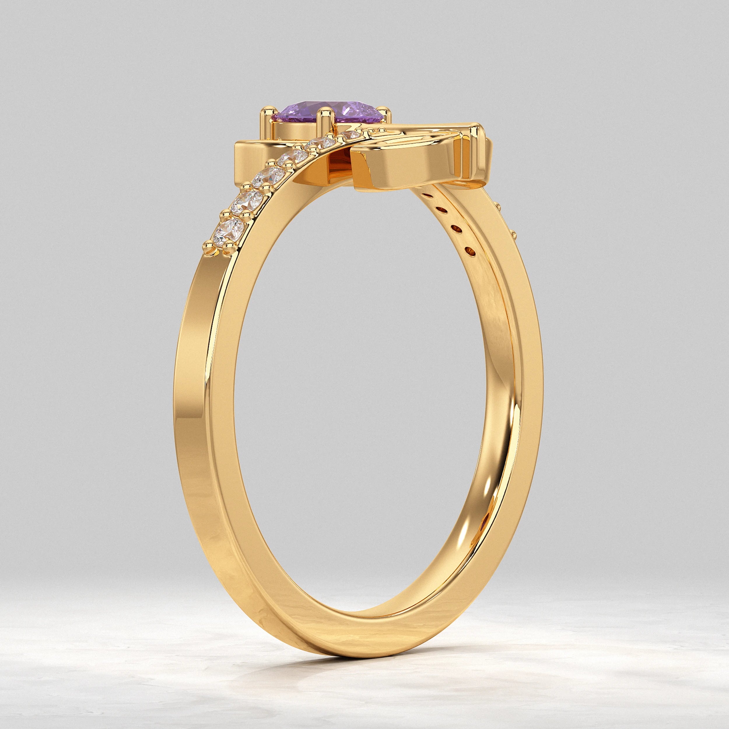 Lotus Vintage Amethyst Gemstone Ring Rings
