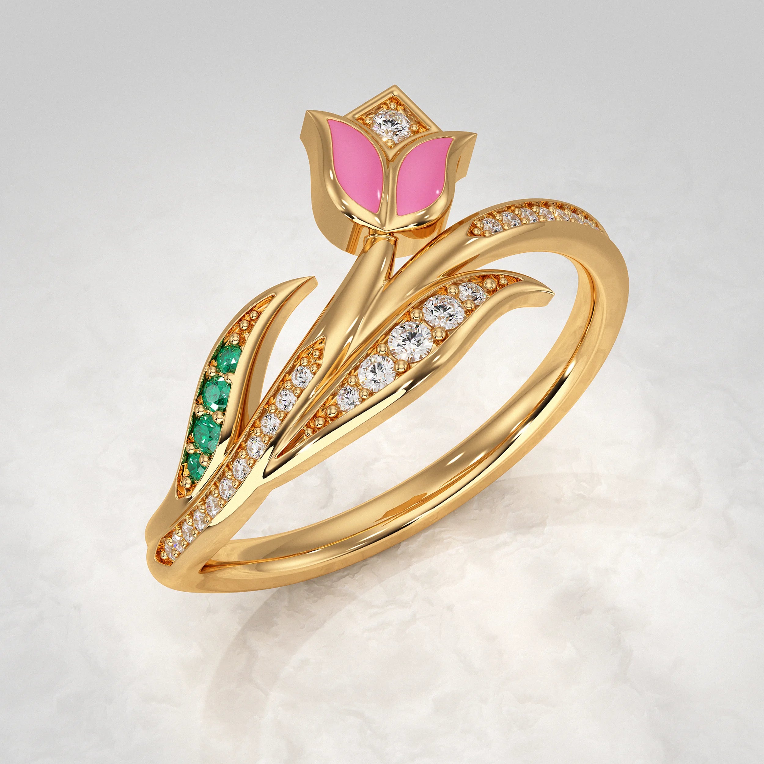 Floral Motif Lab Diamond Ring Rings
