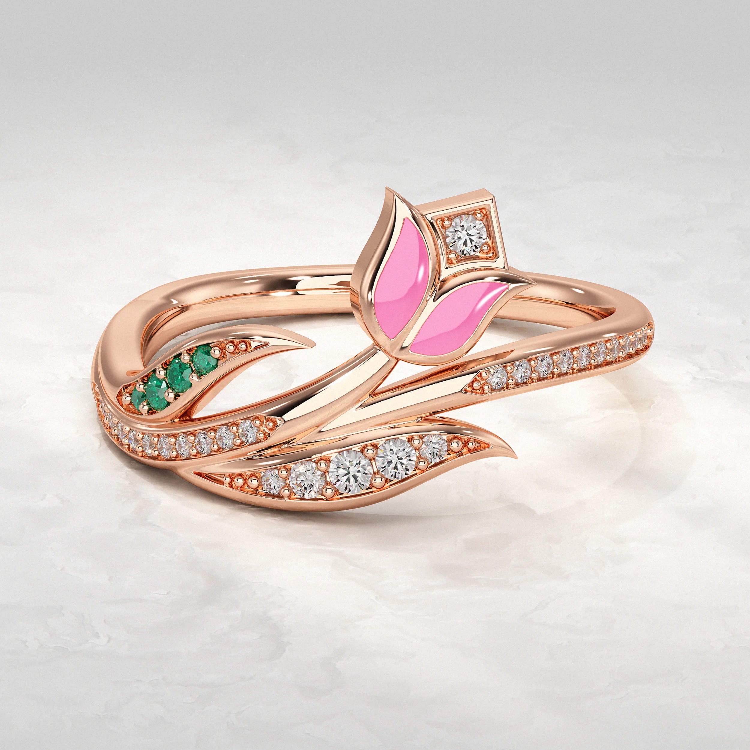 Floral Motif Lab Diamond Ring Rings