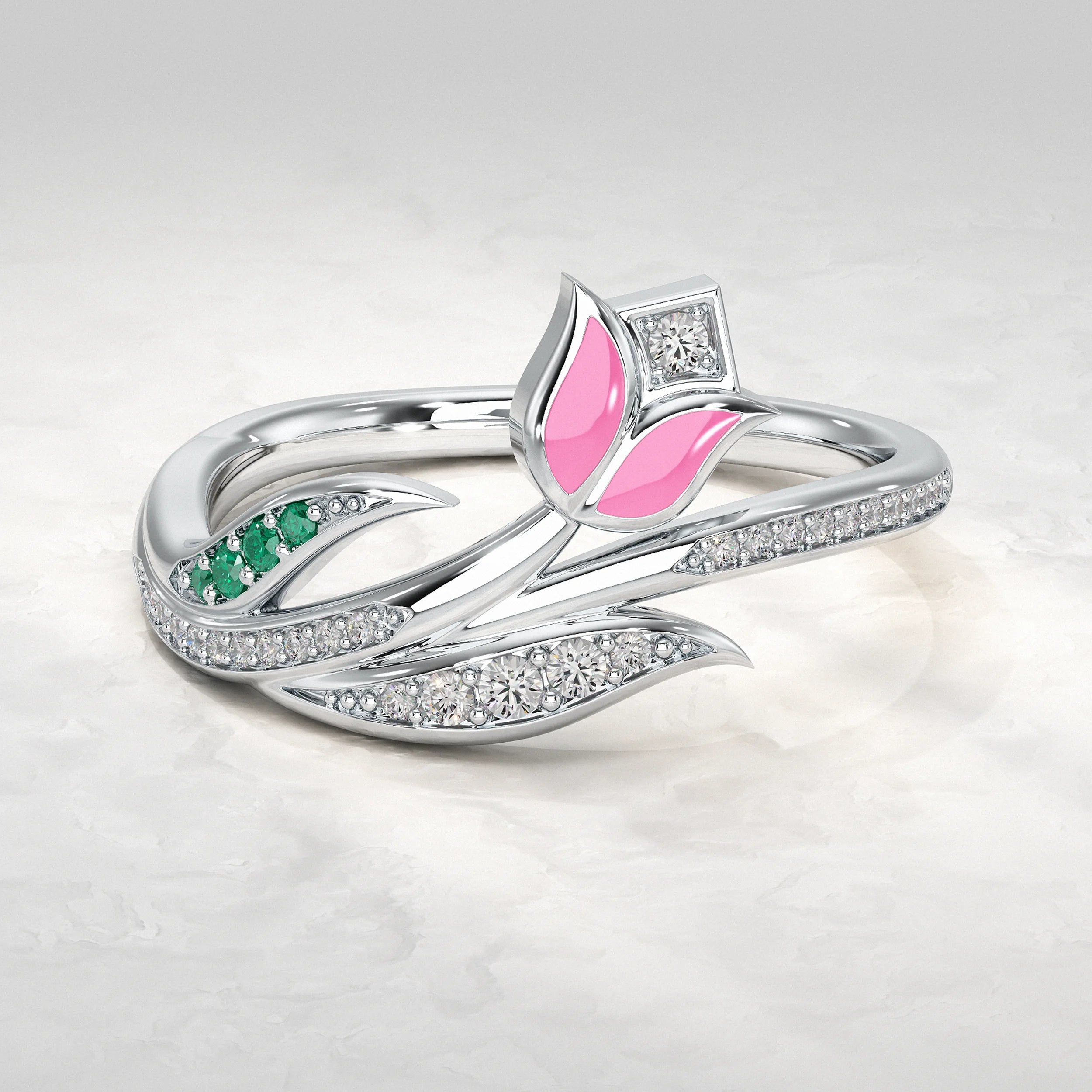 Floral Motif Lab Diamond Ring Rings