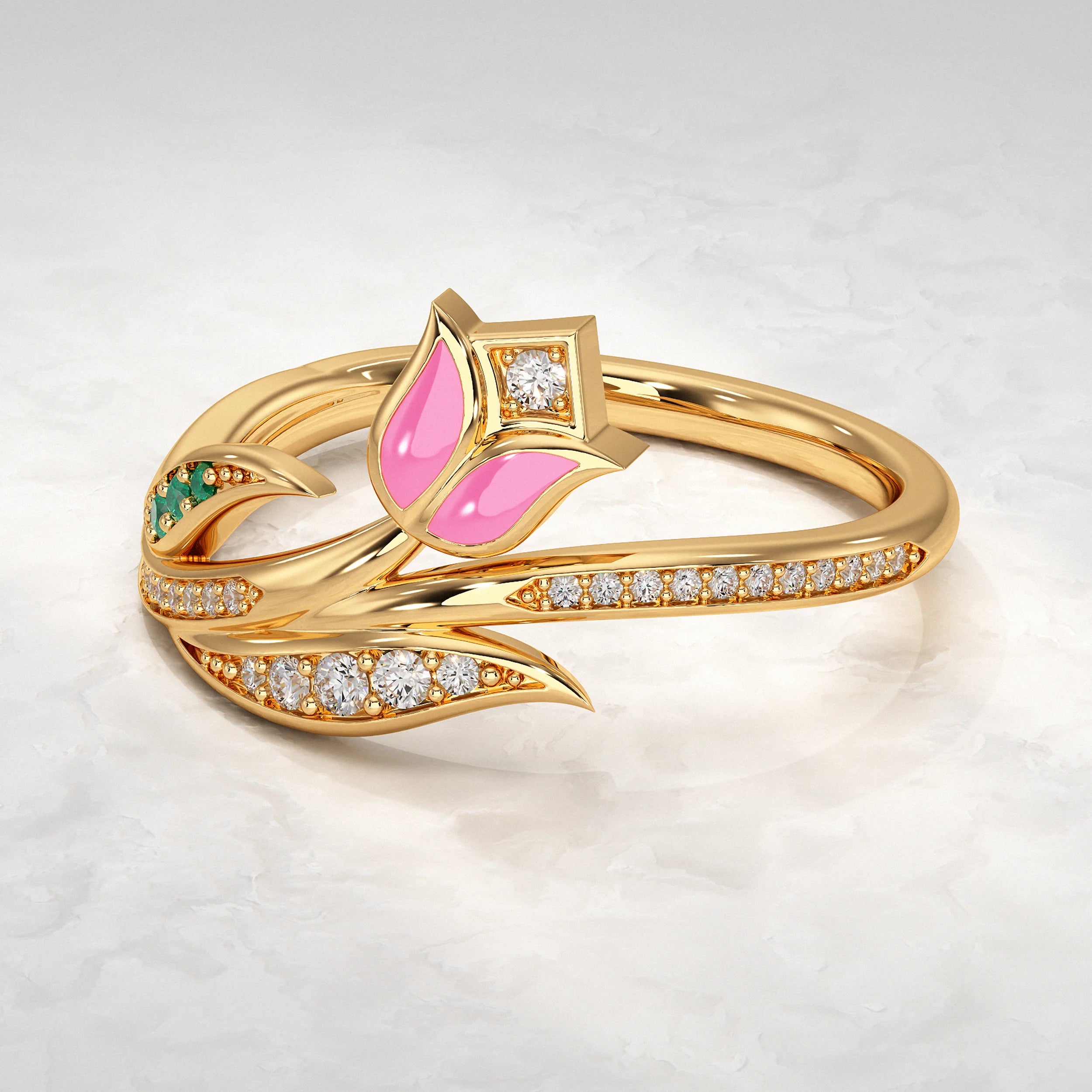 Floral Motif Lab Diamond Ring Rings