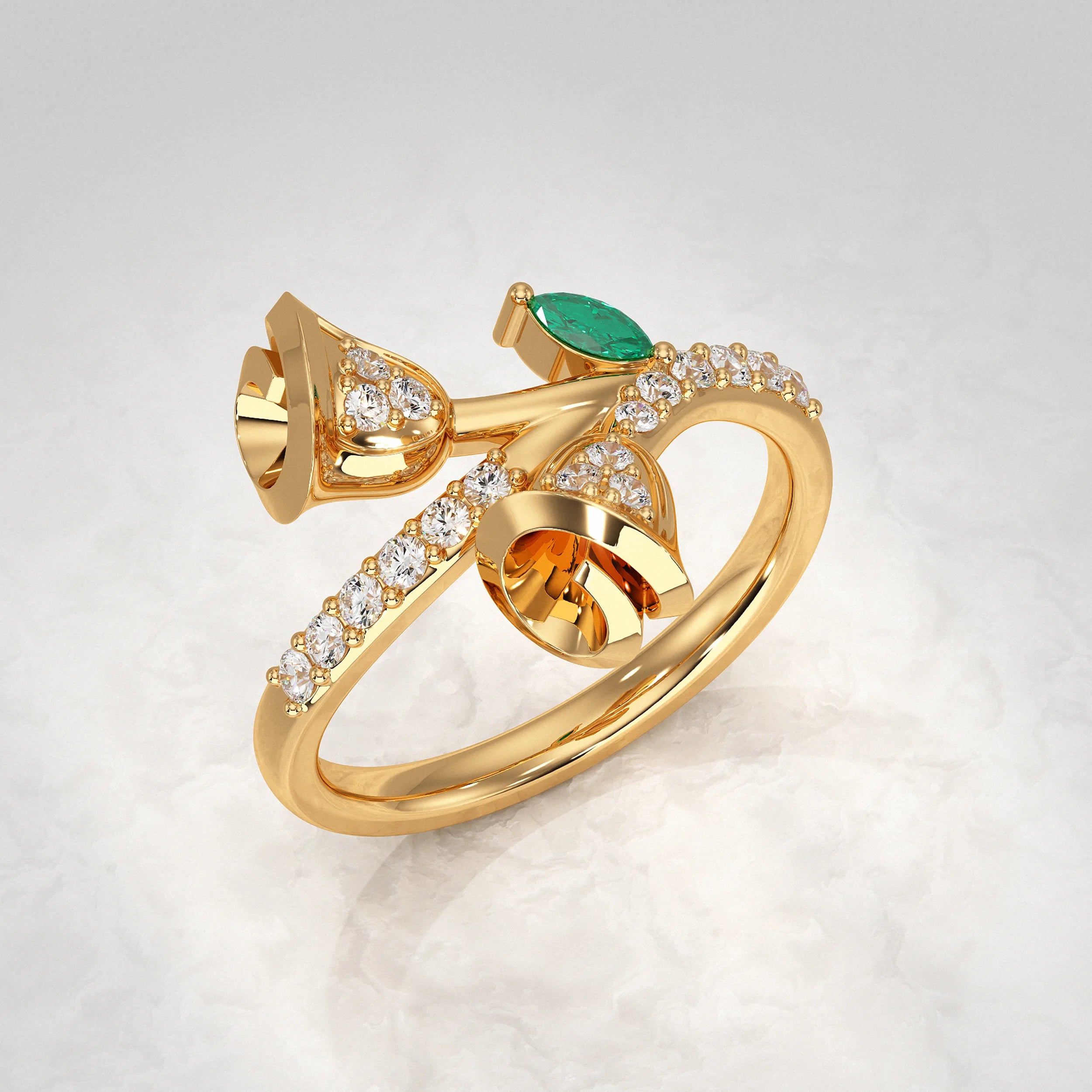 Double Bloom Pave Diamond Ring Rings