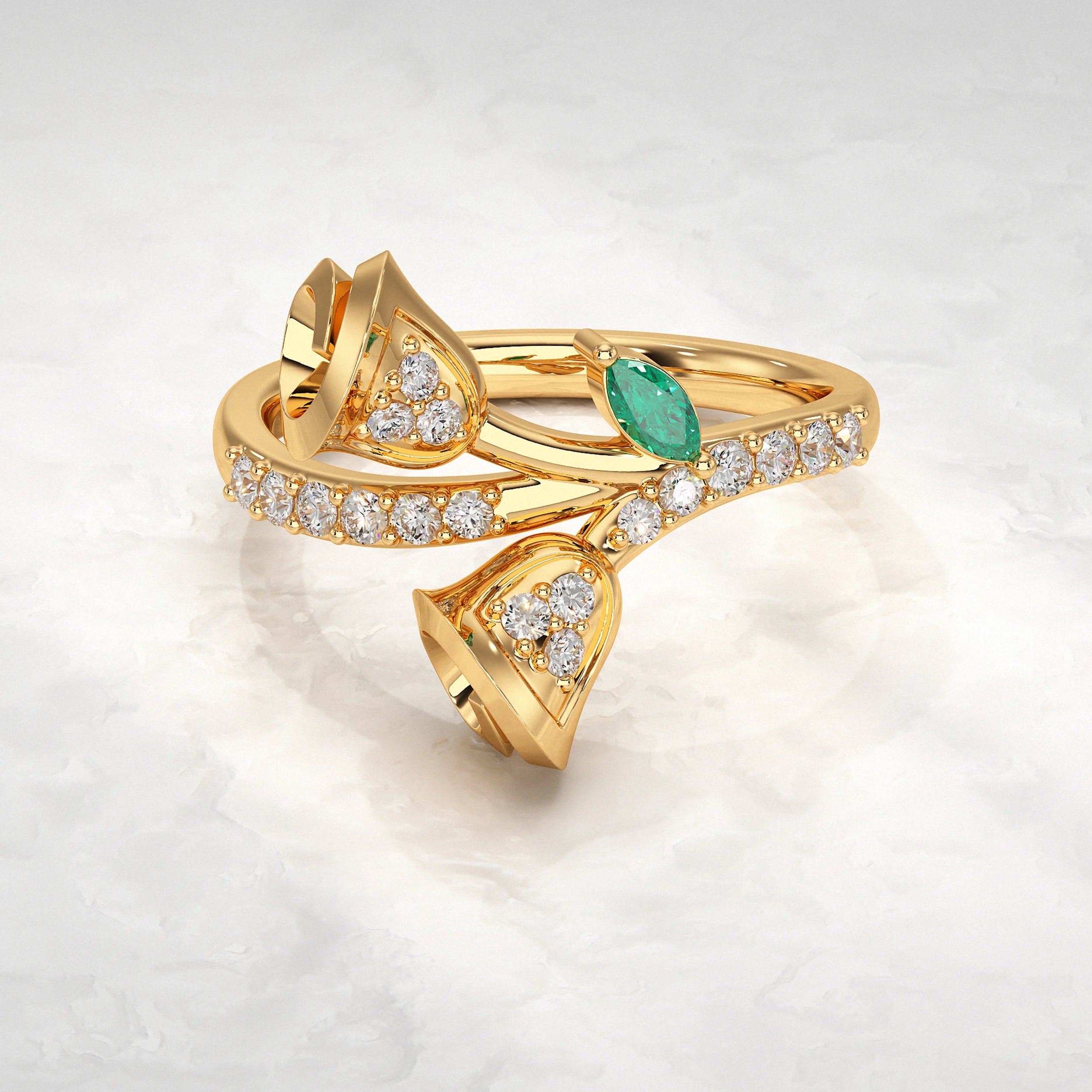 Double Bloom Pave Diamond Ring Rings