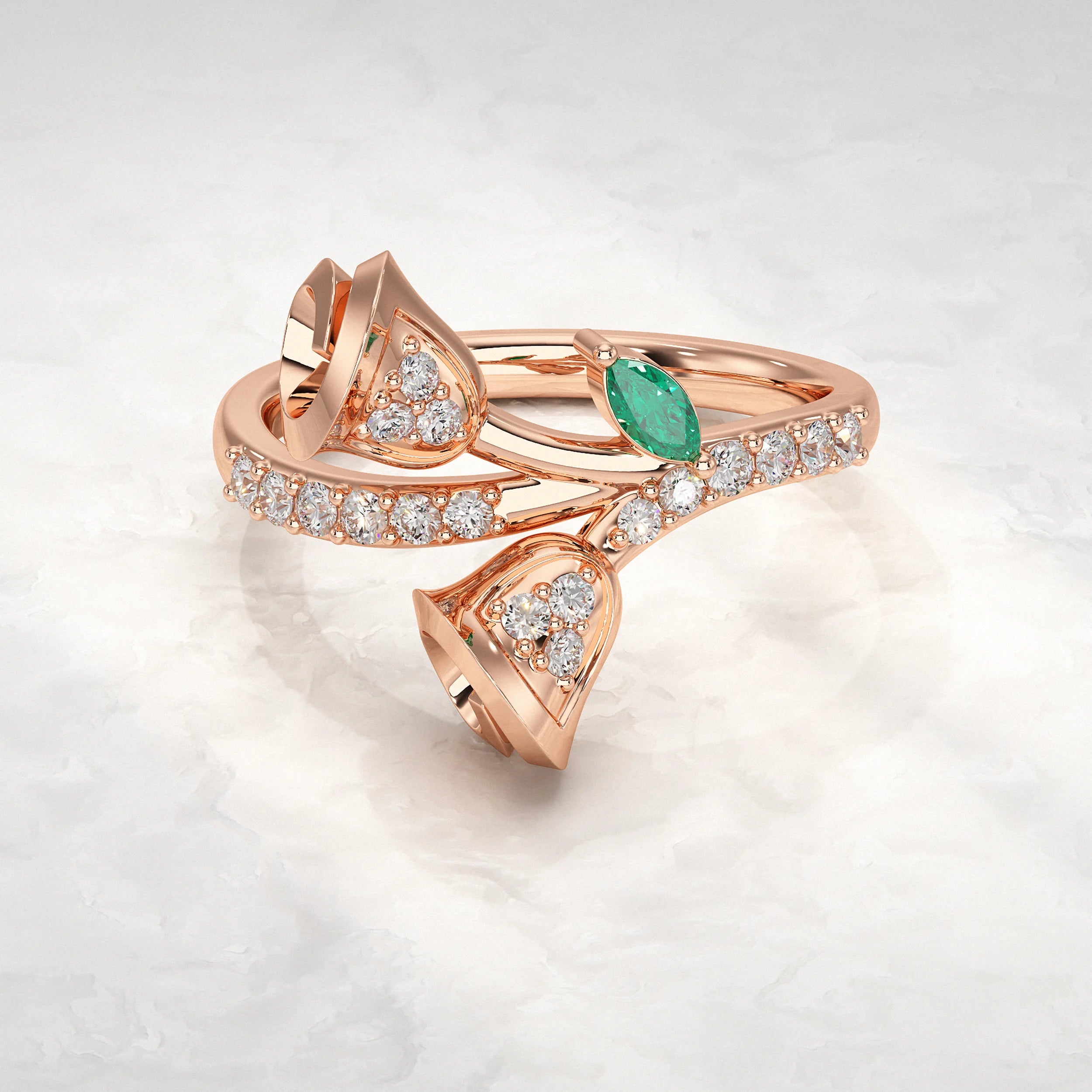 Double Bloom Pave Diamond Ring Rings
