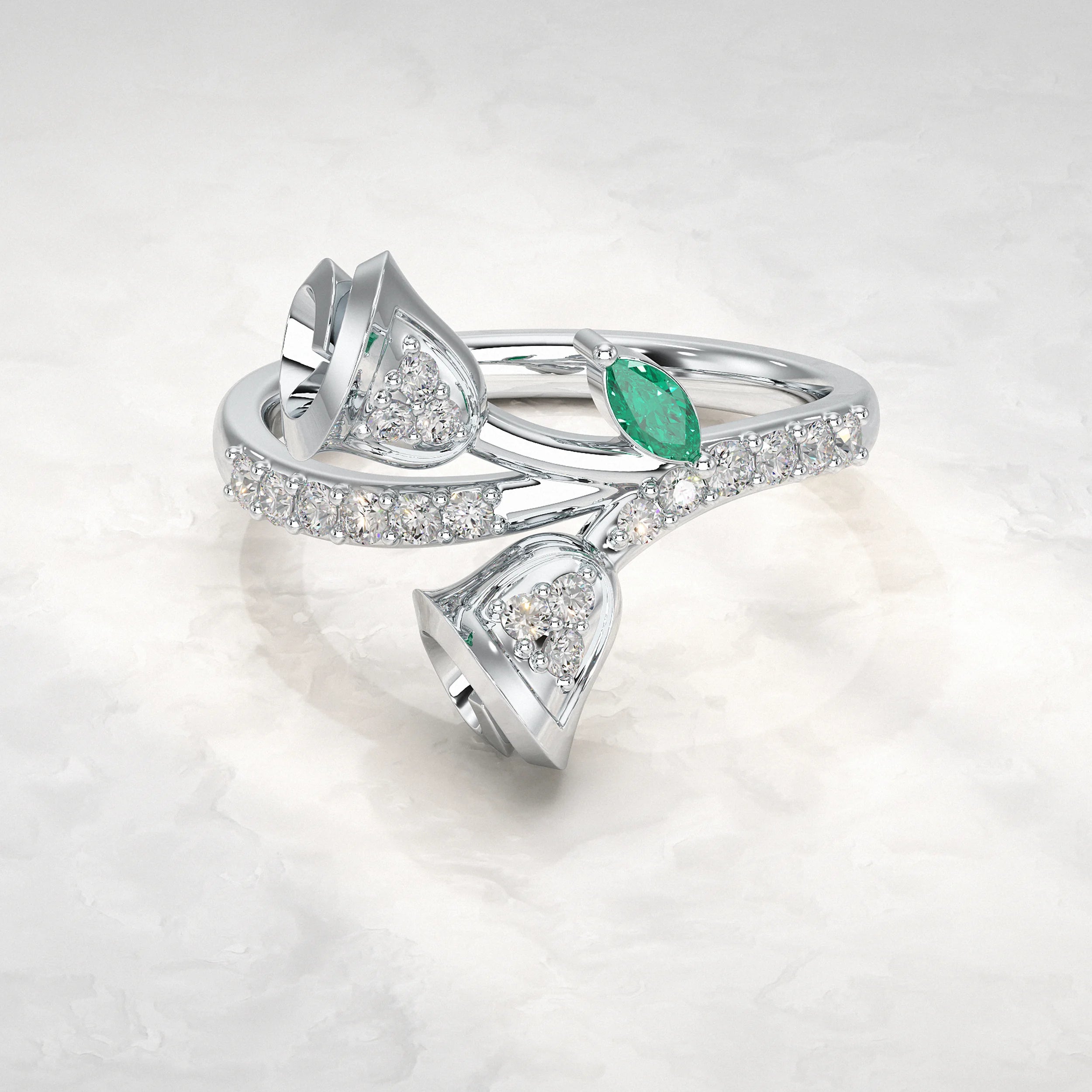 Double Bloom Pave Diamond Ring Rings