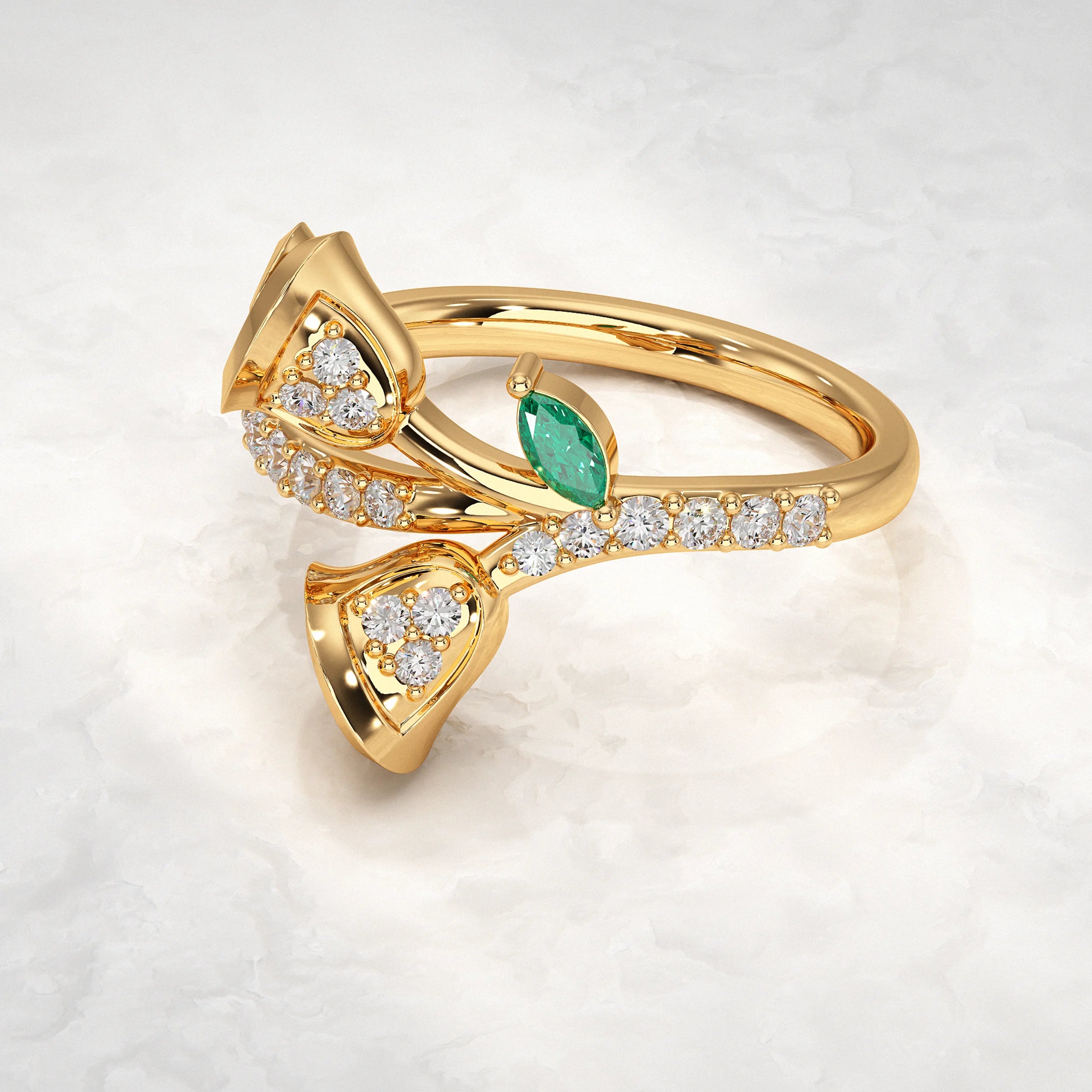 Double Bloom Pave Diamond Ring Rings