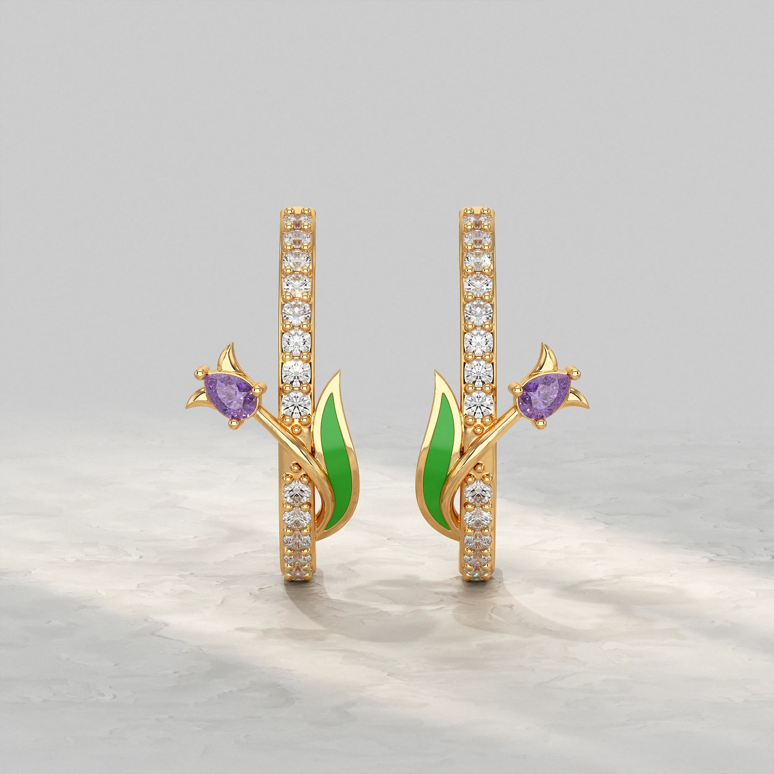 Nature inspired Diamond Hoop Earrings Earrings