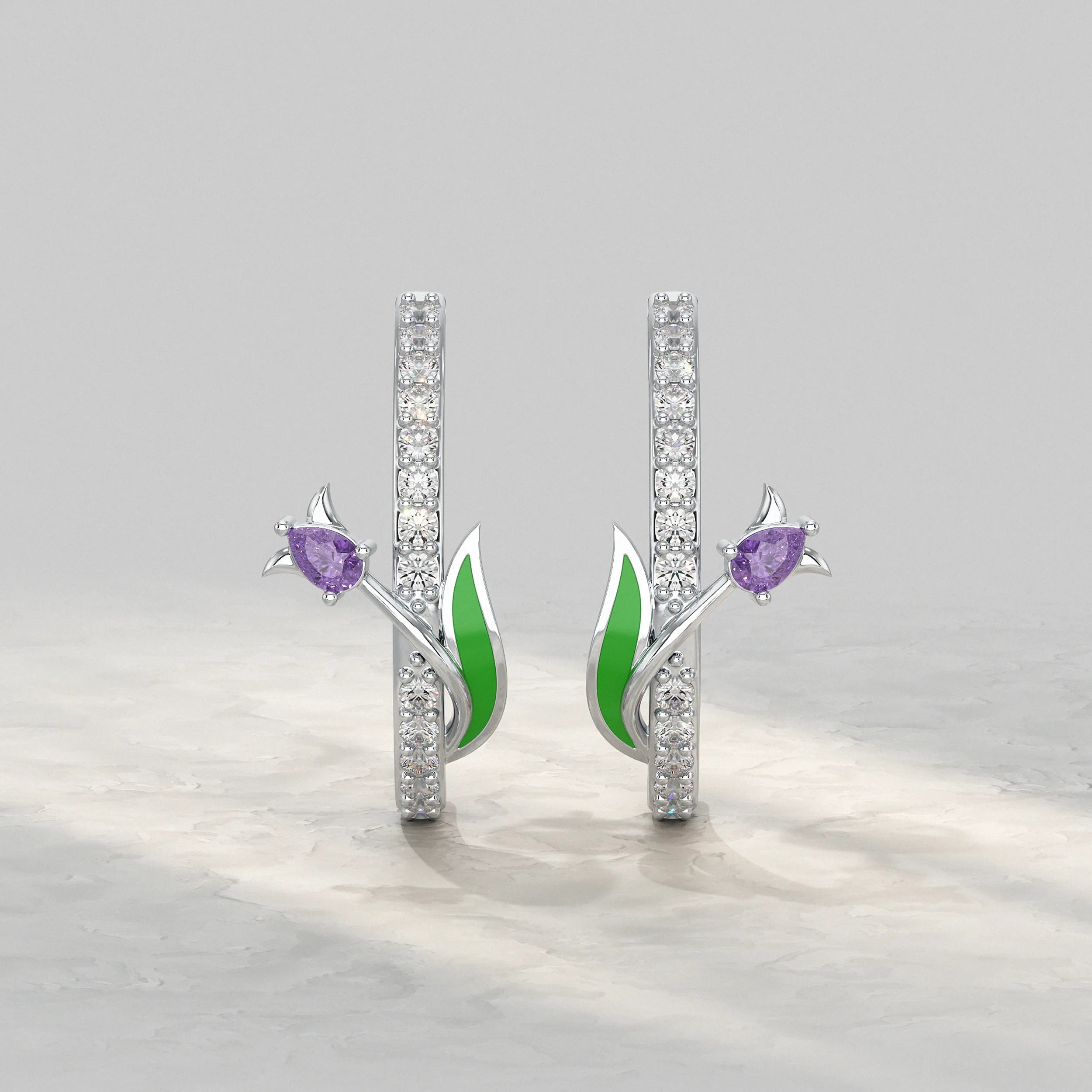 Nature inspired Diamond Hoop Earrings Earrings