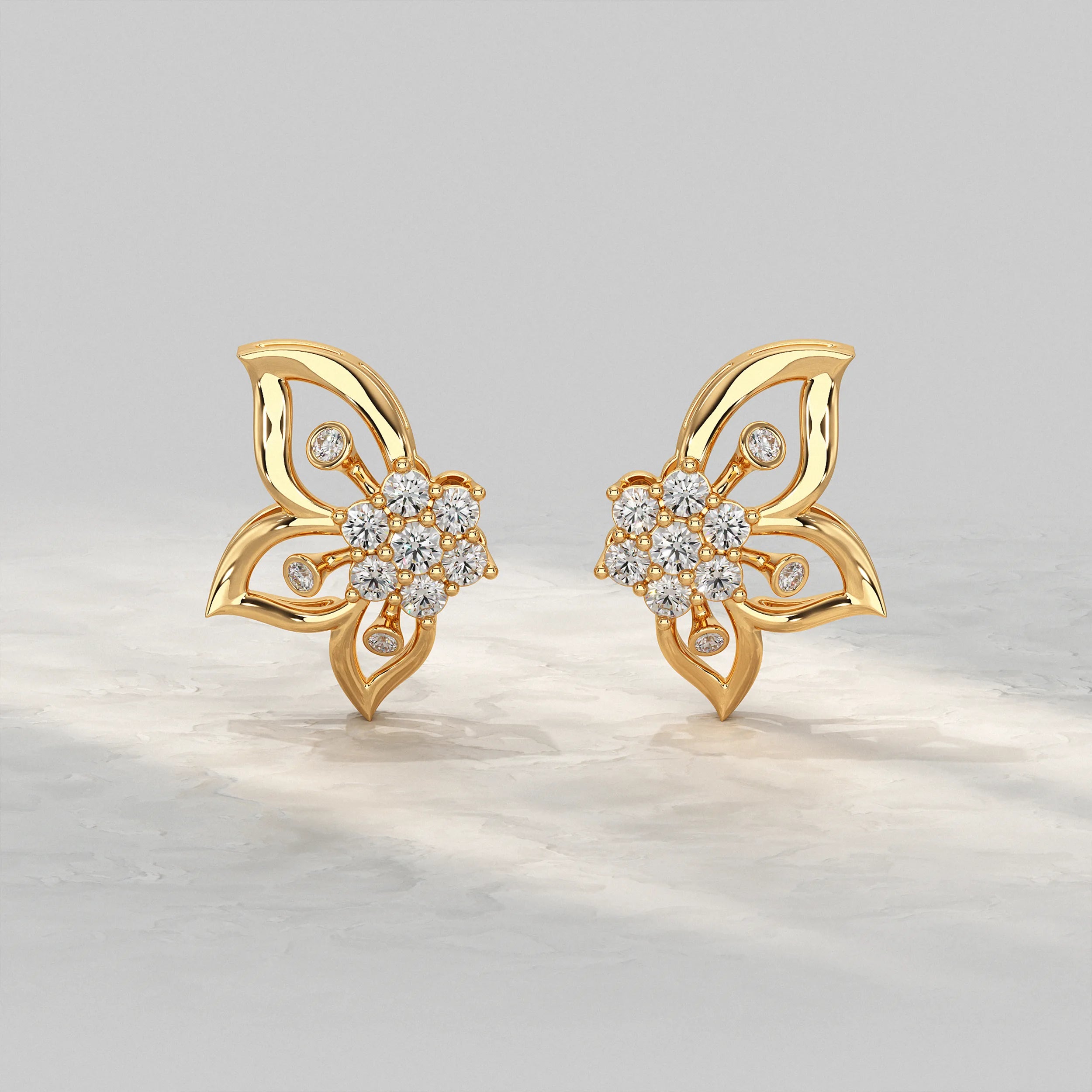 Round Cluster Diamond Stud Earrings