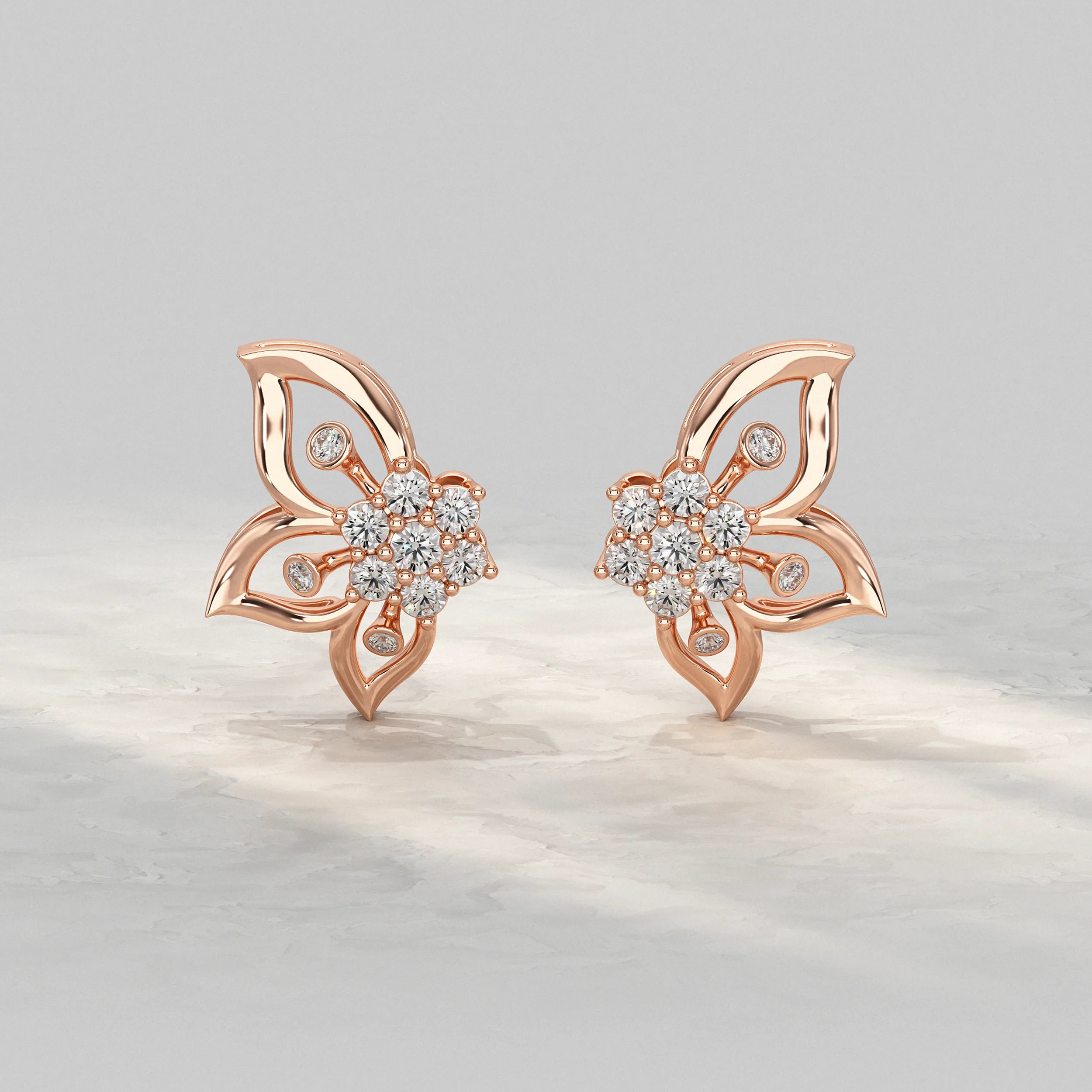 Round Cluster Diamond Stud Earrings