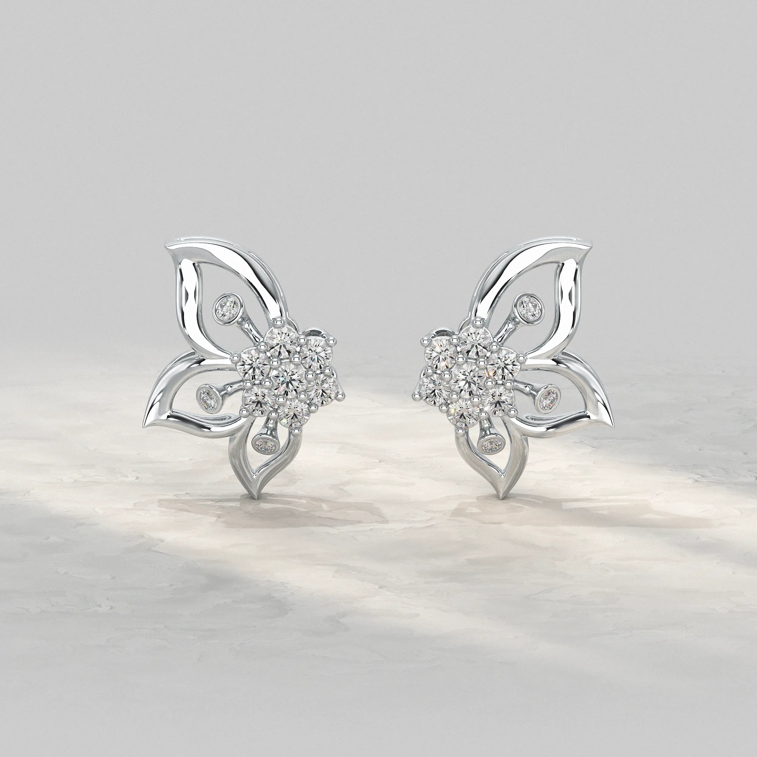 Round Cluster Diamond Stud Earrings