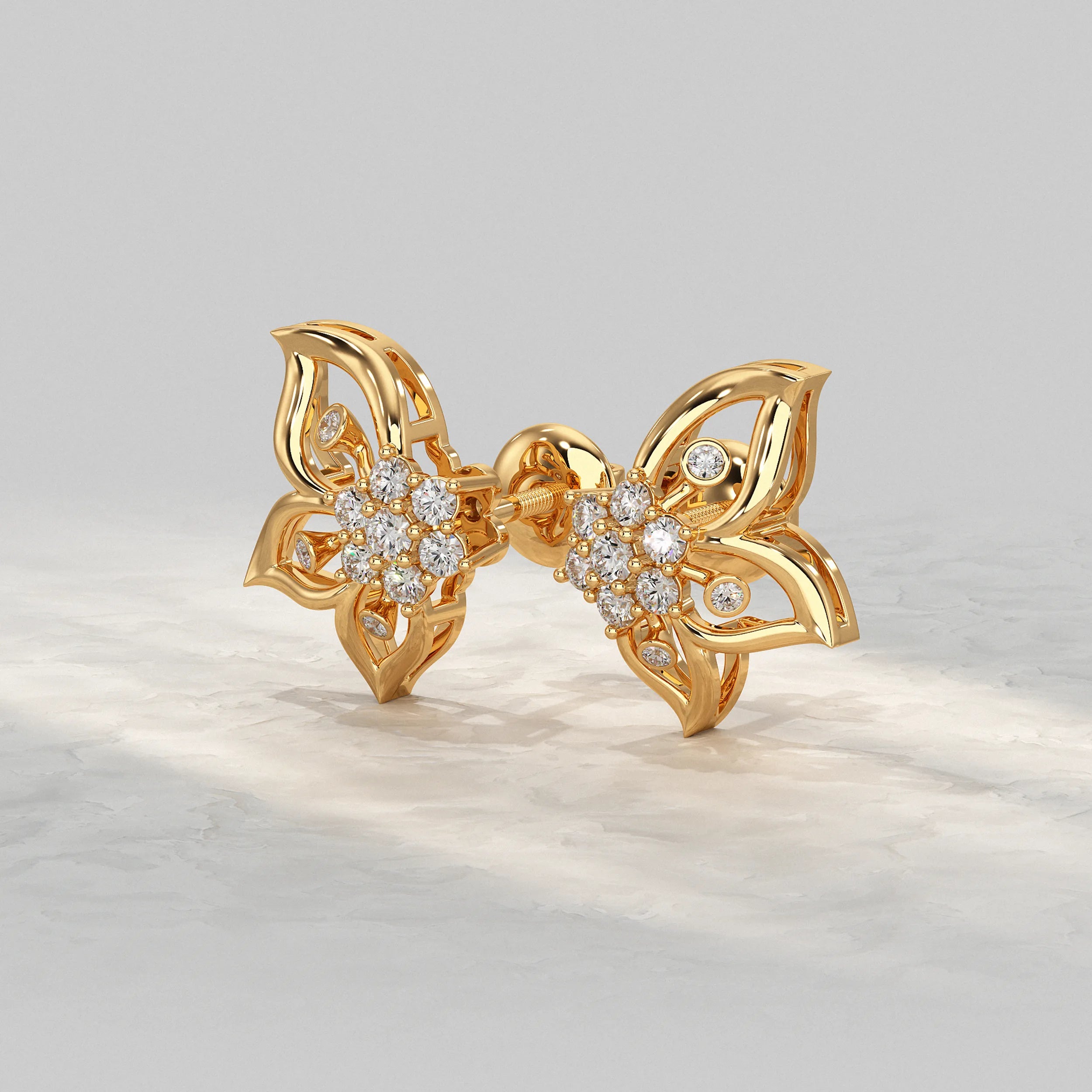 Round Cluster Diamond Stud Earrings