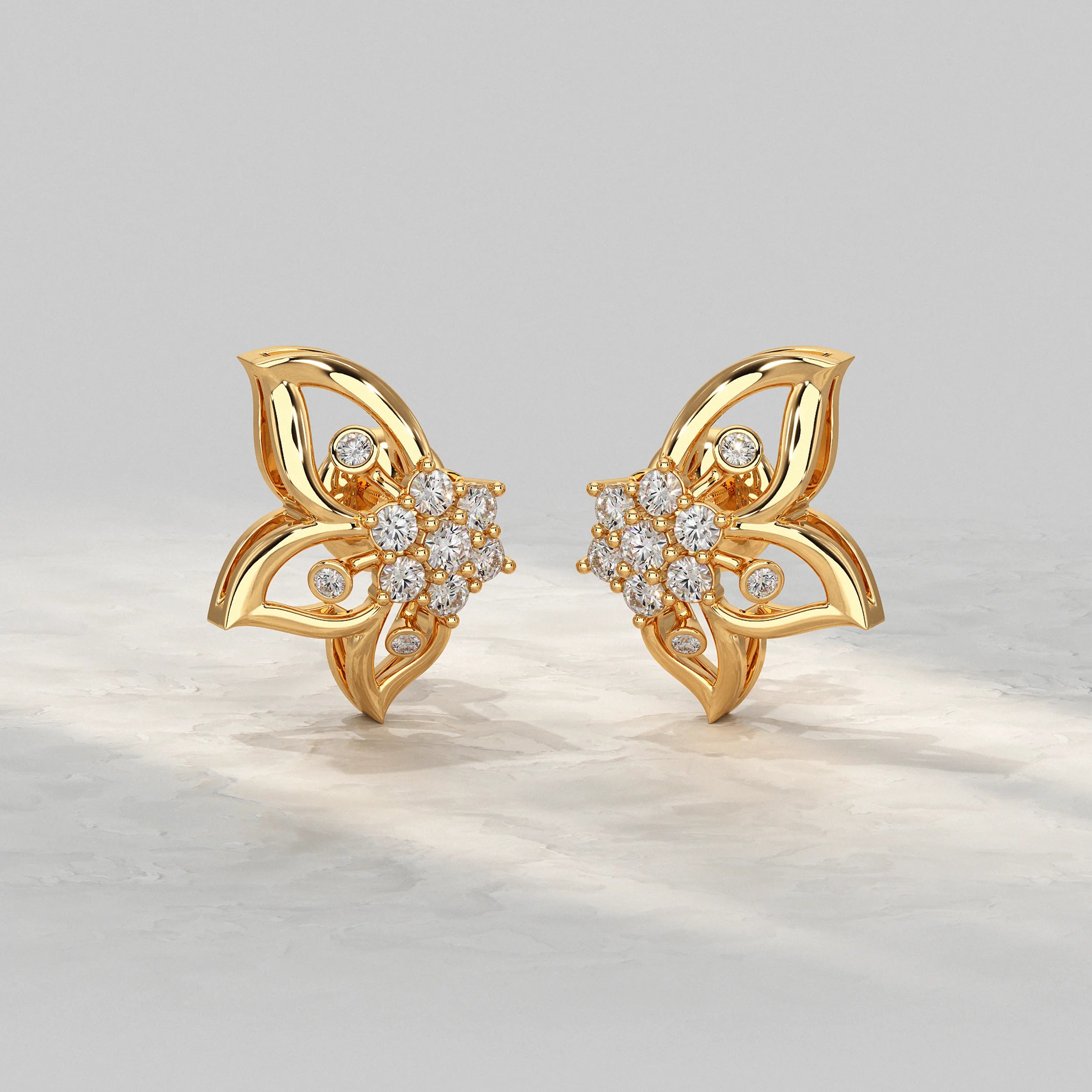 Round Cluster Diamond Stud Earrings
