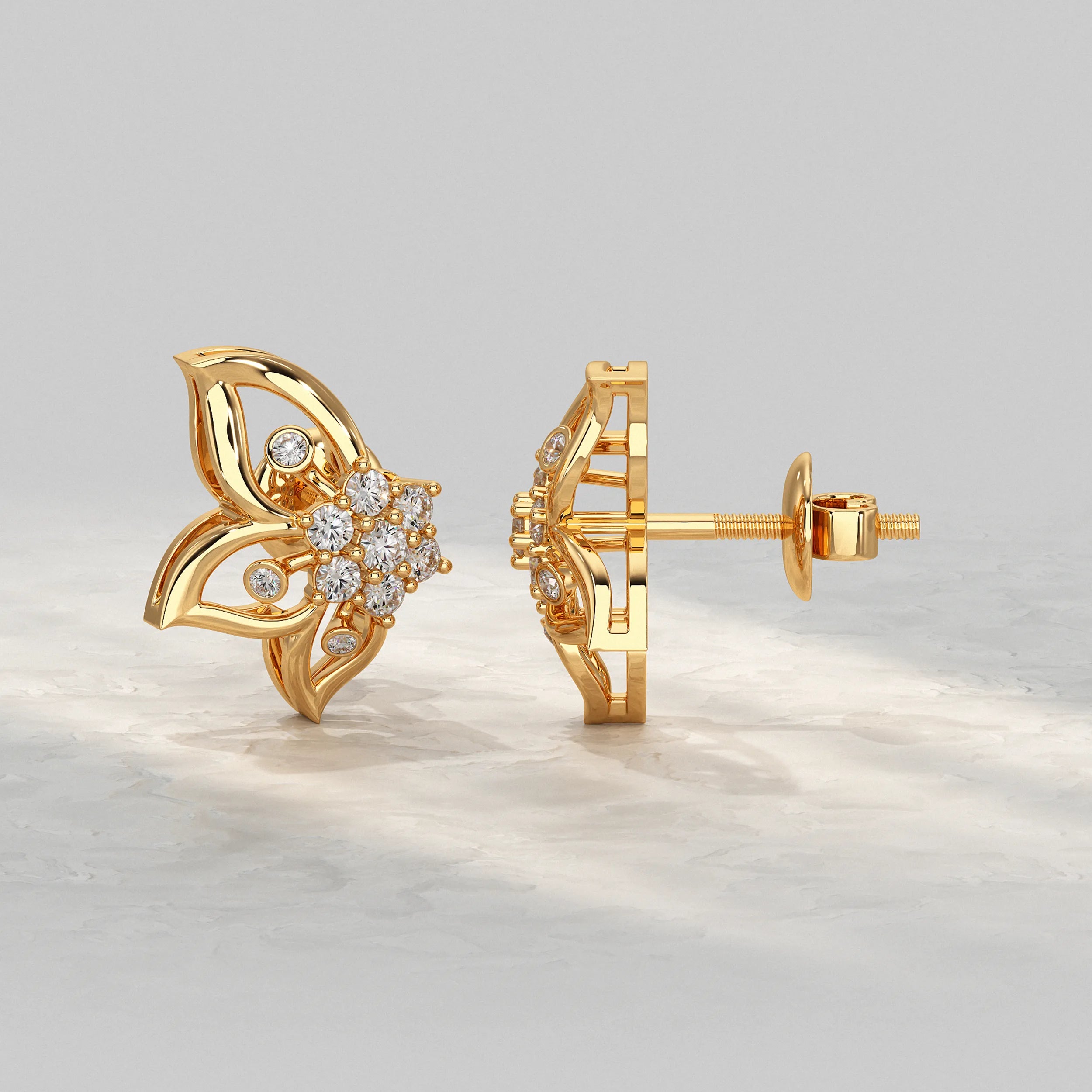 Round Cluster Diamond Stud Earrings