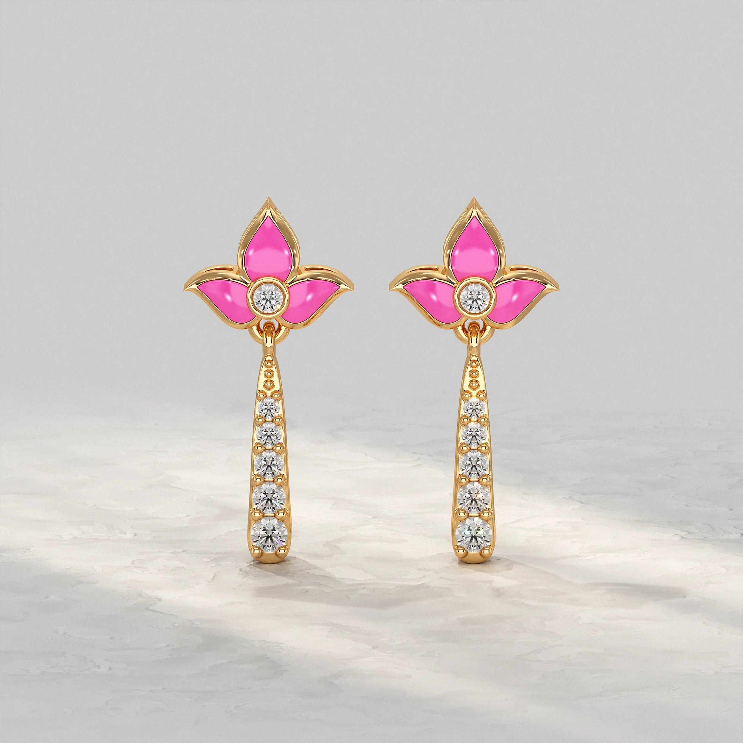 Lotus Drop Diamond Earrings Earrings