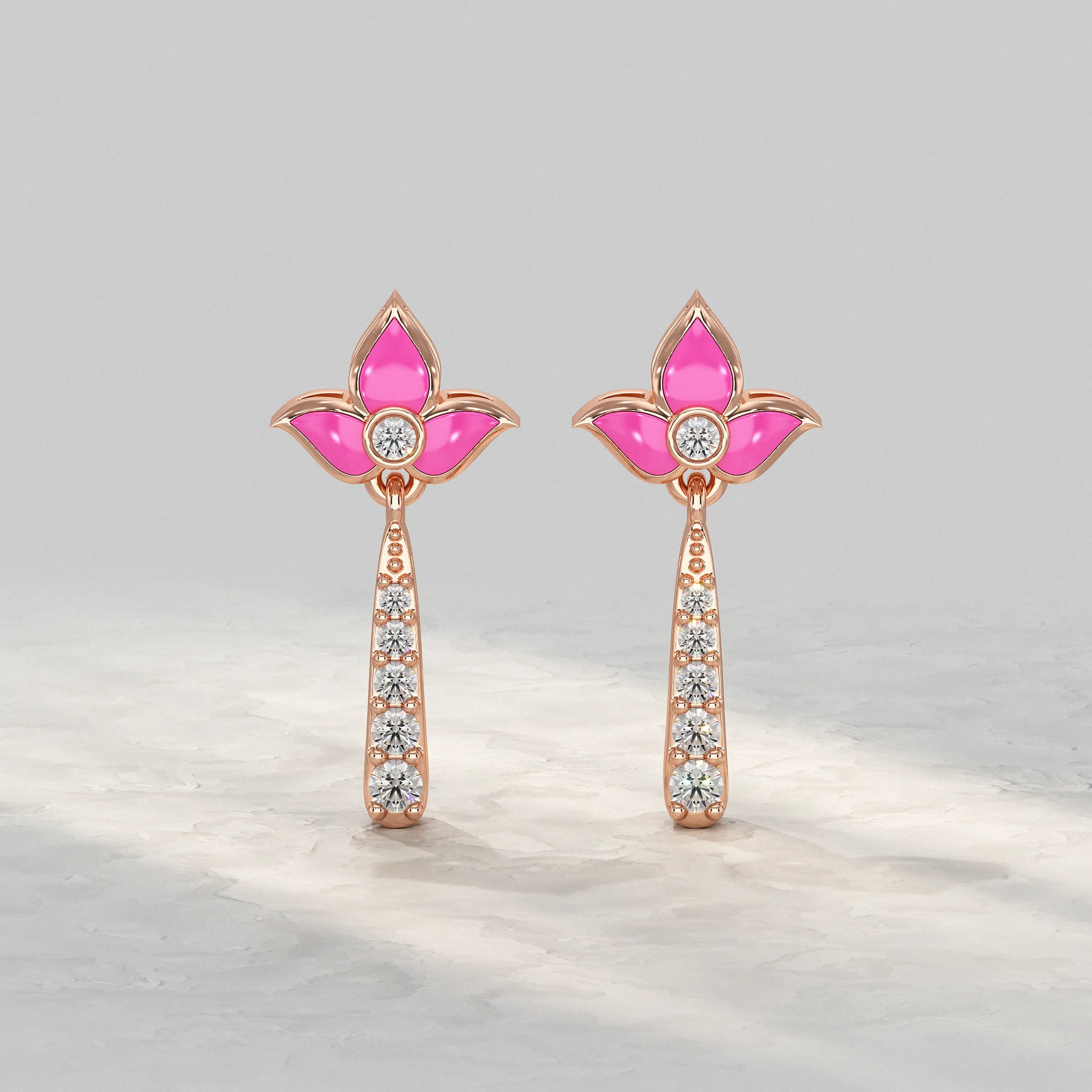 Lotus Drop Diamond Earrings Earrings