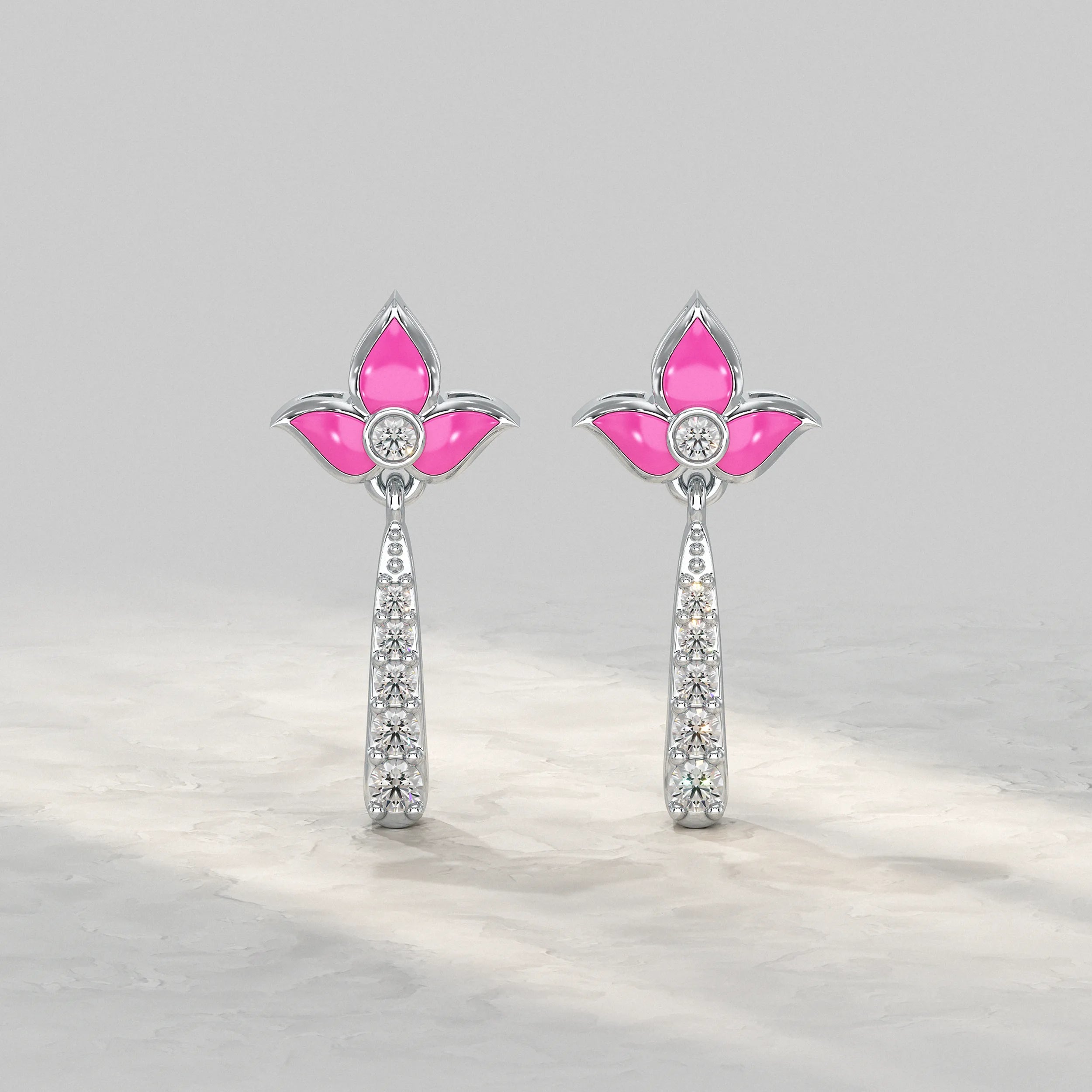 Lotus Drop Diamond Earrings Earrings