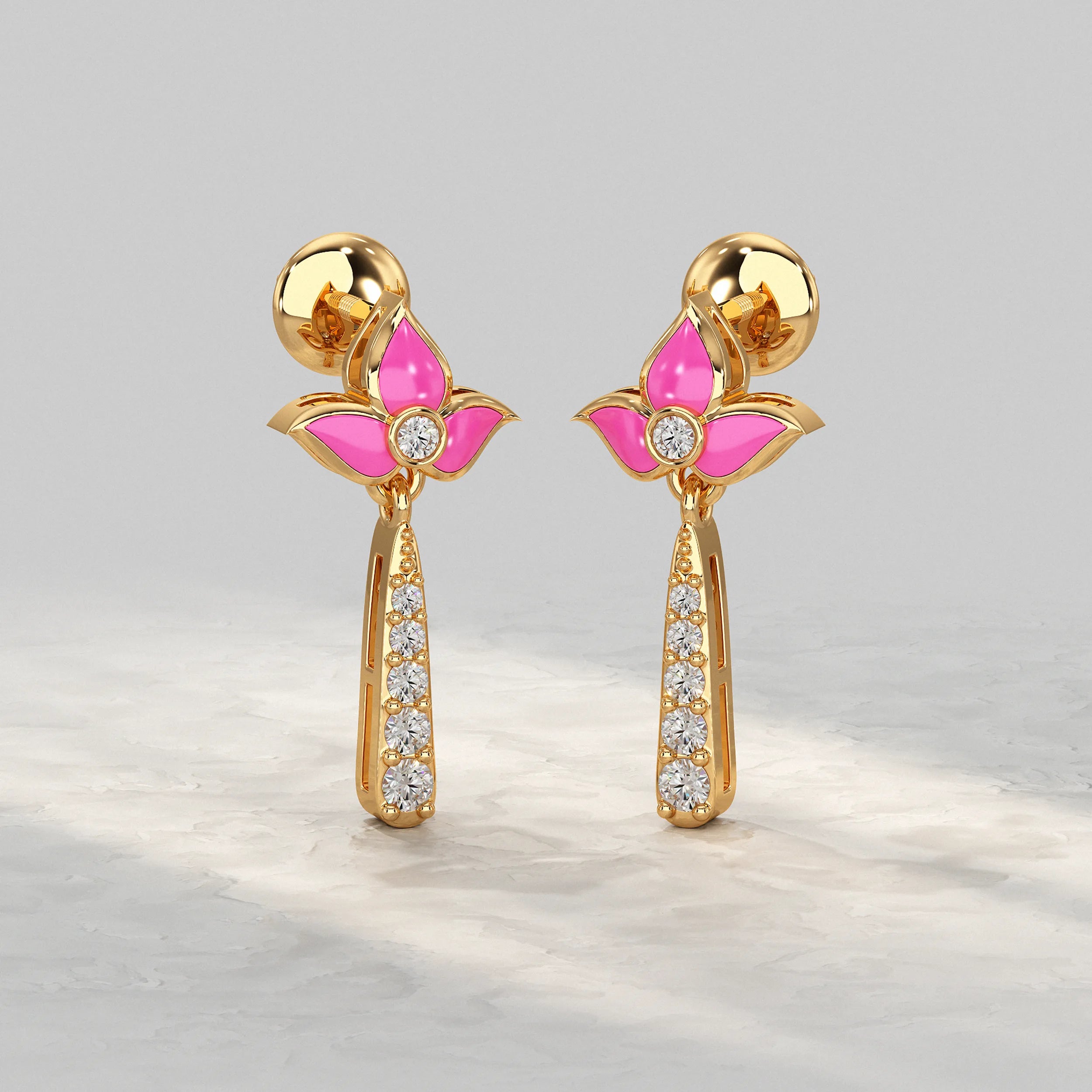 Lotus Drop Diamond Earrings Earrings