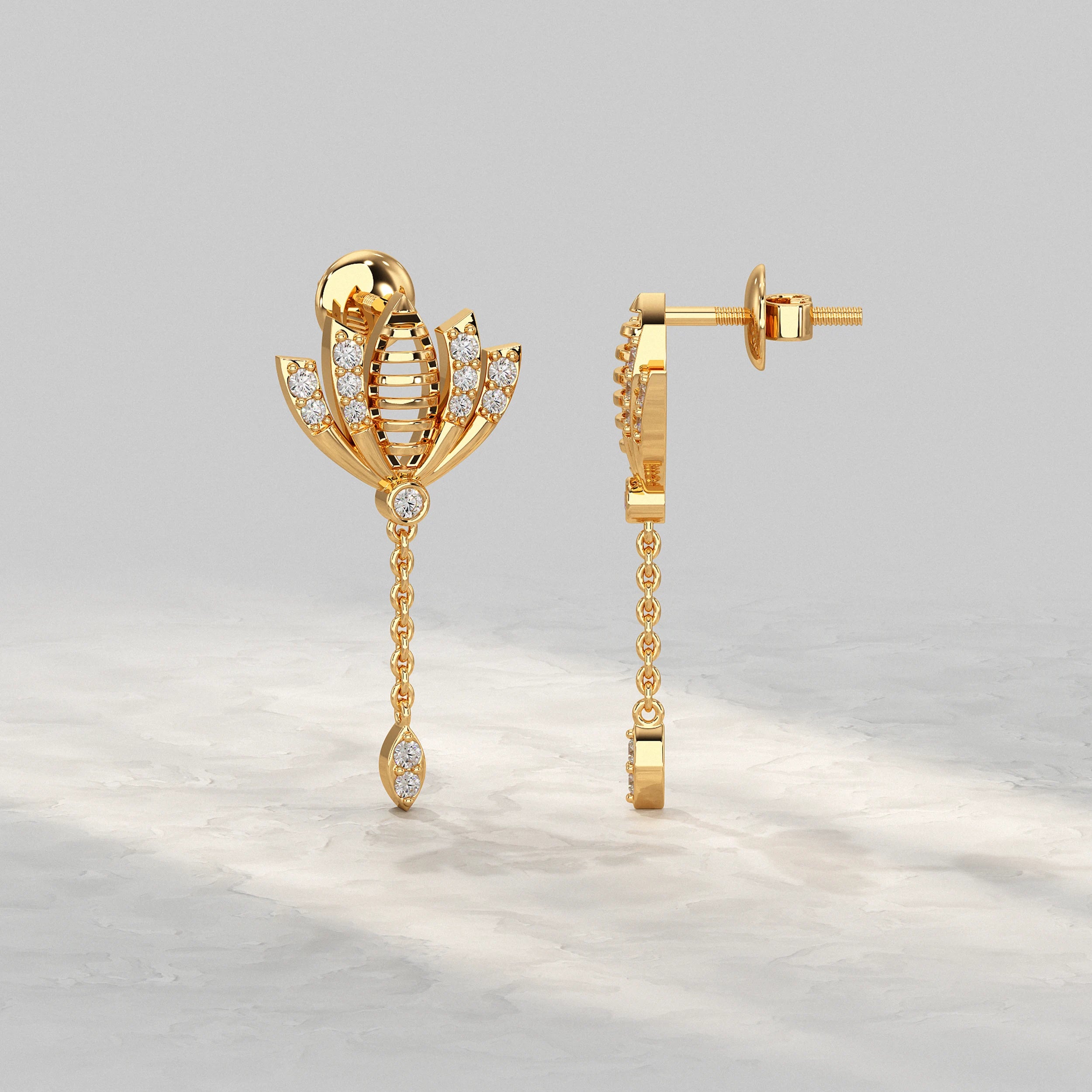 Lotus Shape Dangle Earrings Earrings