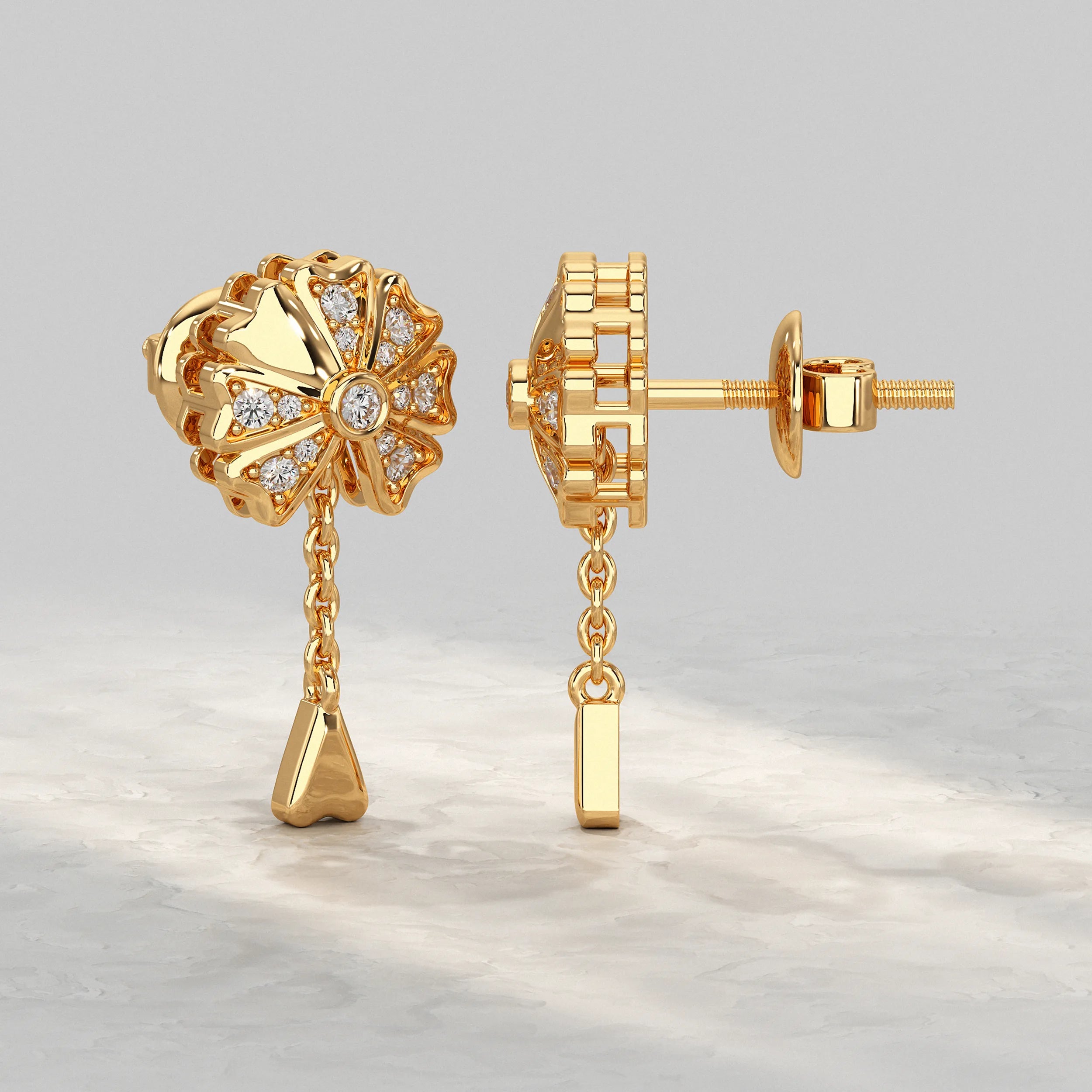 Blossom Flower Lab Diamond Dangle Earring Earrings