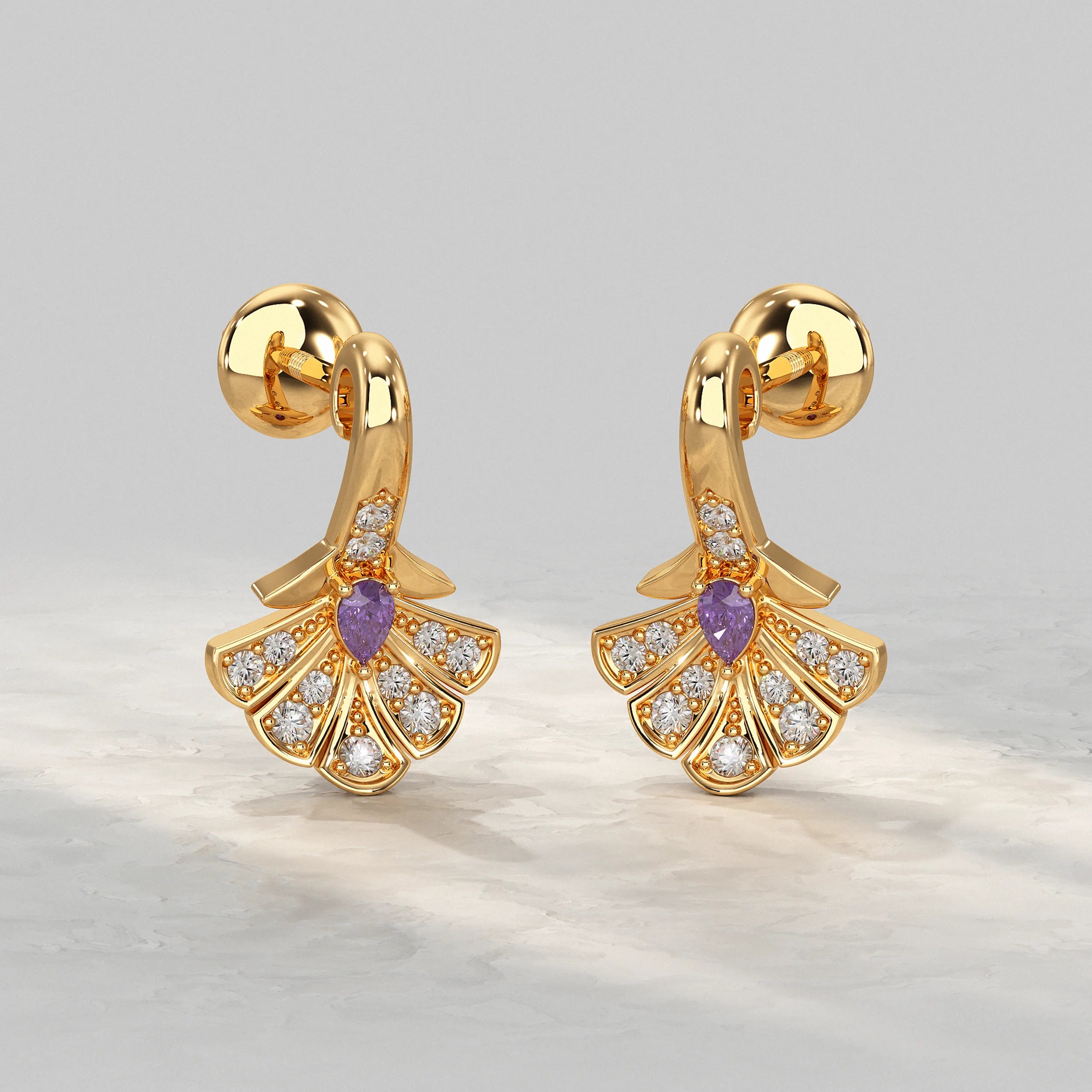 Amethyst Lab Gemstone Earrings Earrings