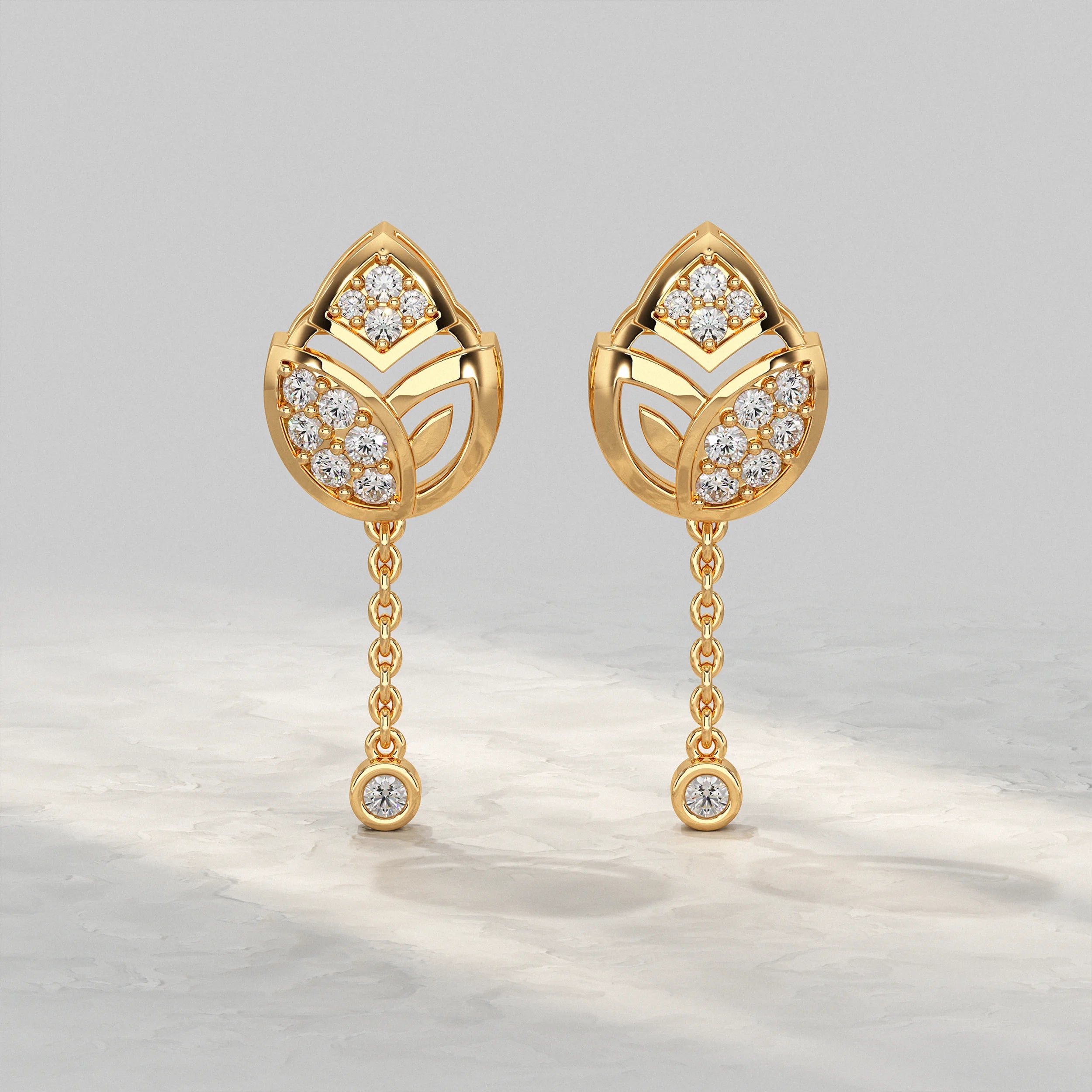 Round Cut Diamond Chain Drop Earring Earrings