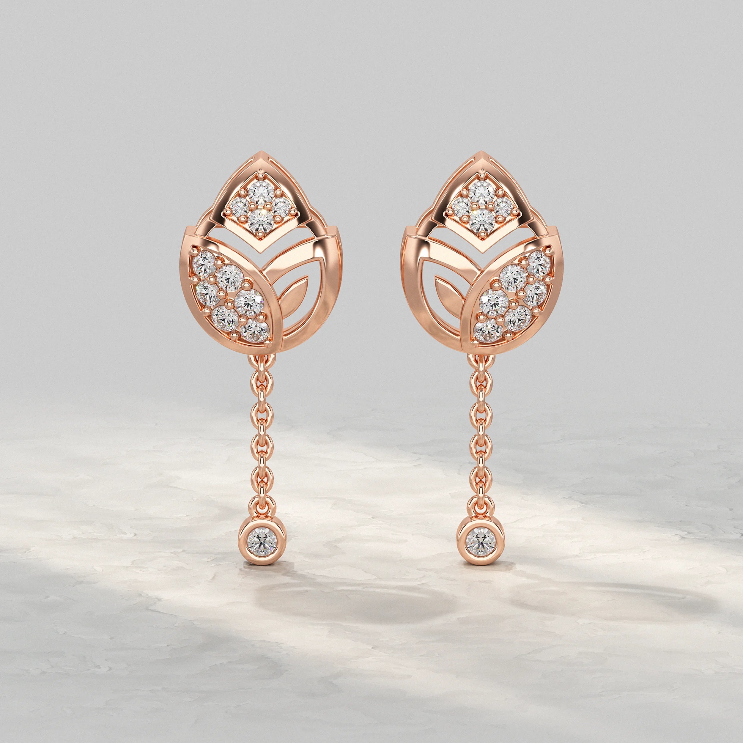 Round Cut Diamond Chain Drop Earring Earrings