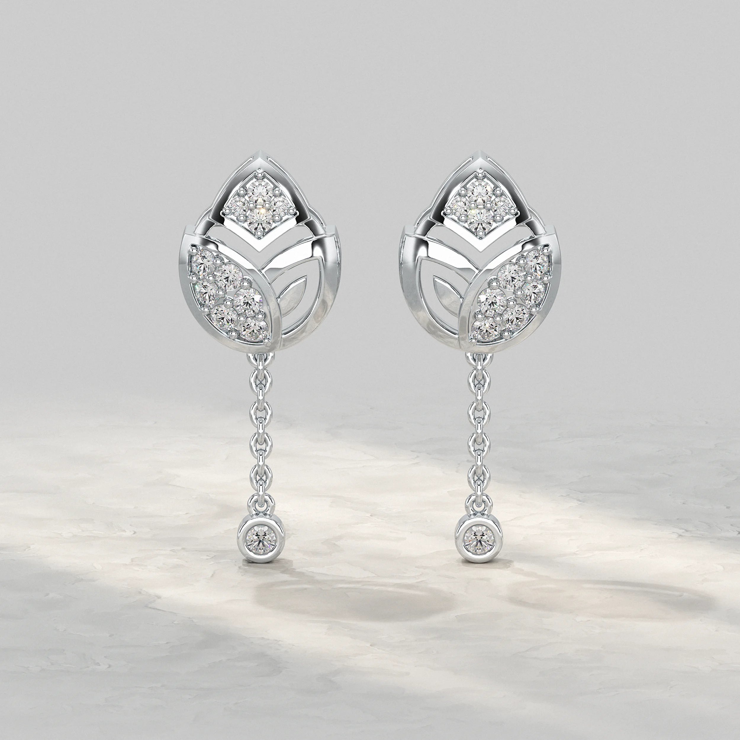 Round Cut Diamond Chain Drop Earring Earrings