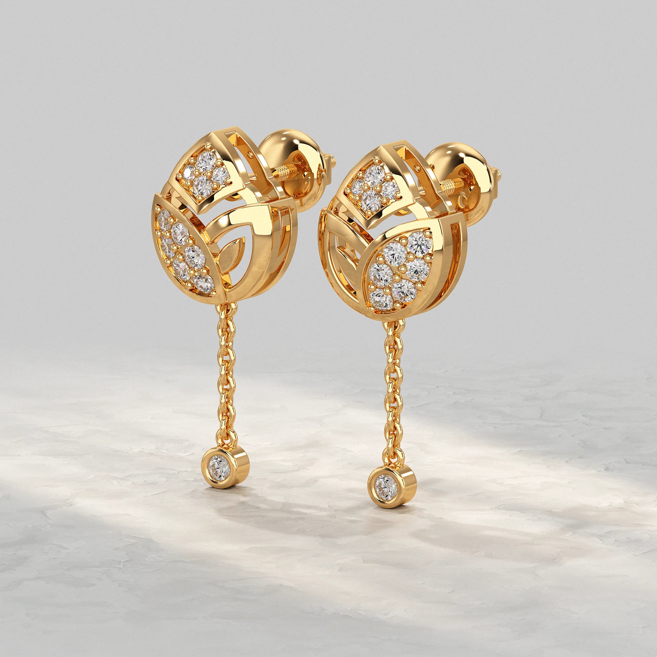 Round Cut Diamond Chain Drop Earring Earrings
