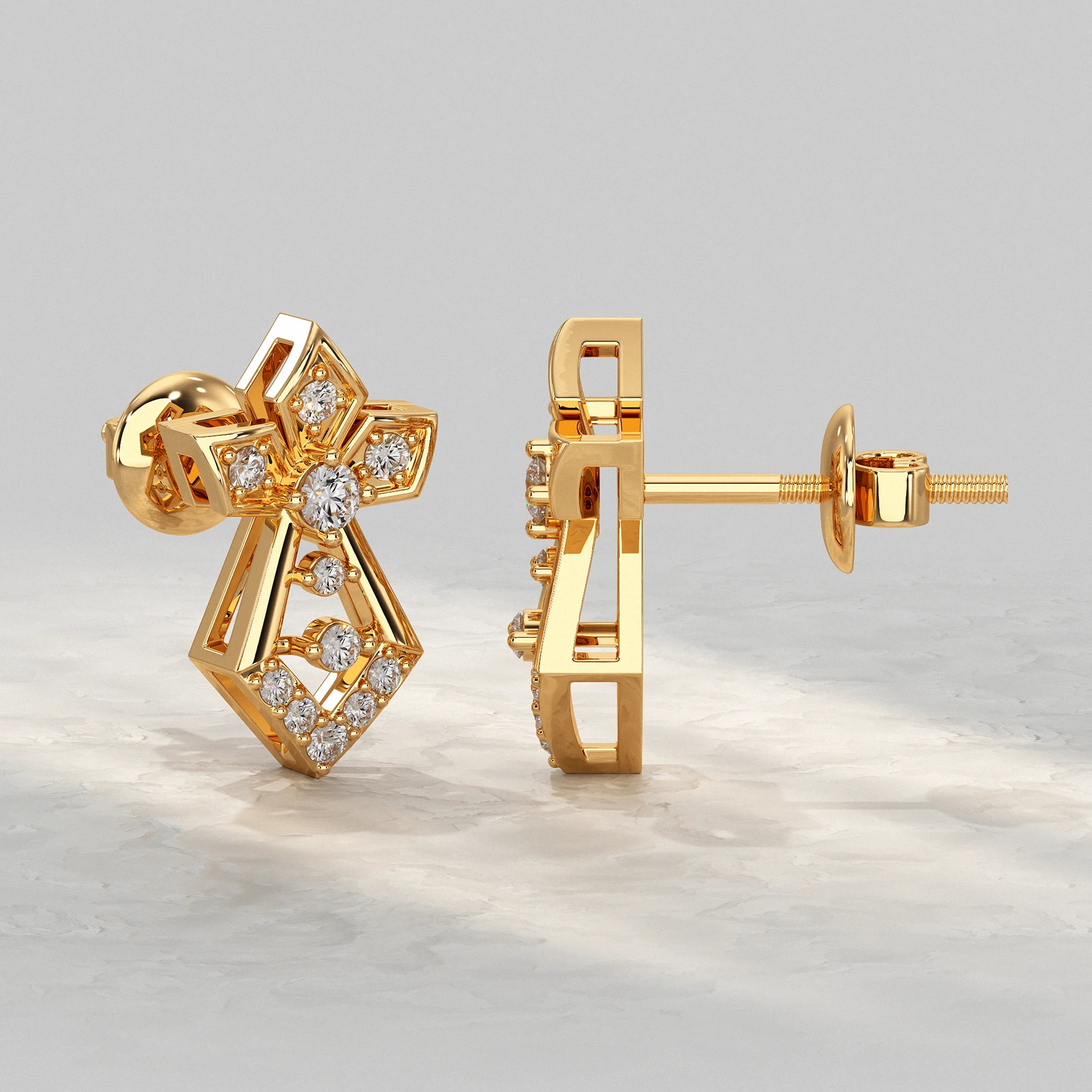 Geometric Sparkle Diamond-Stud Earring Earrings