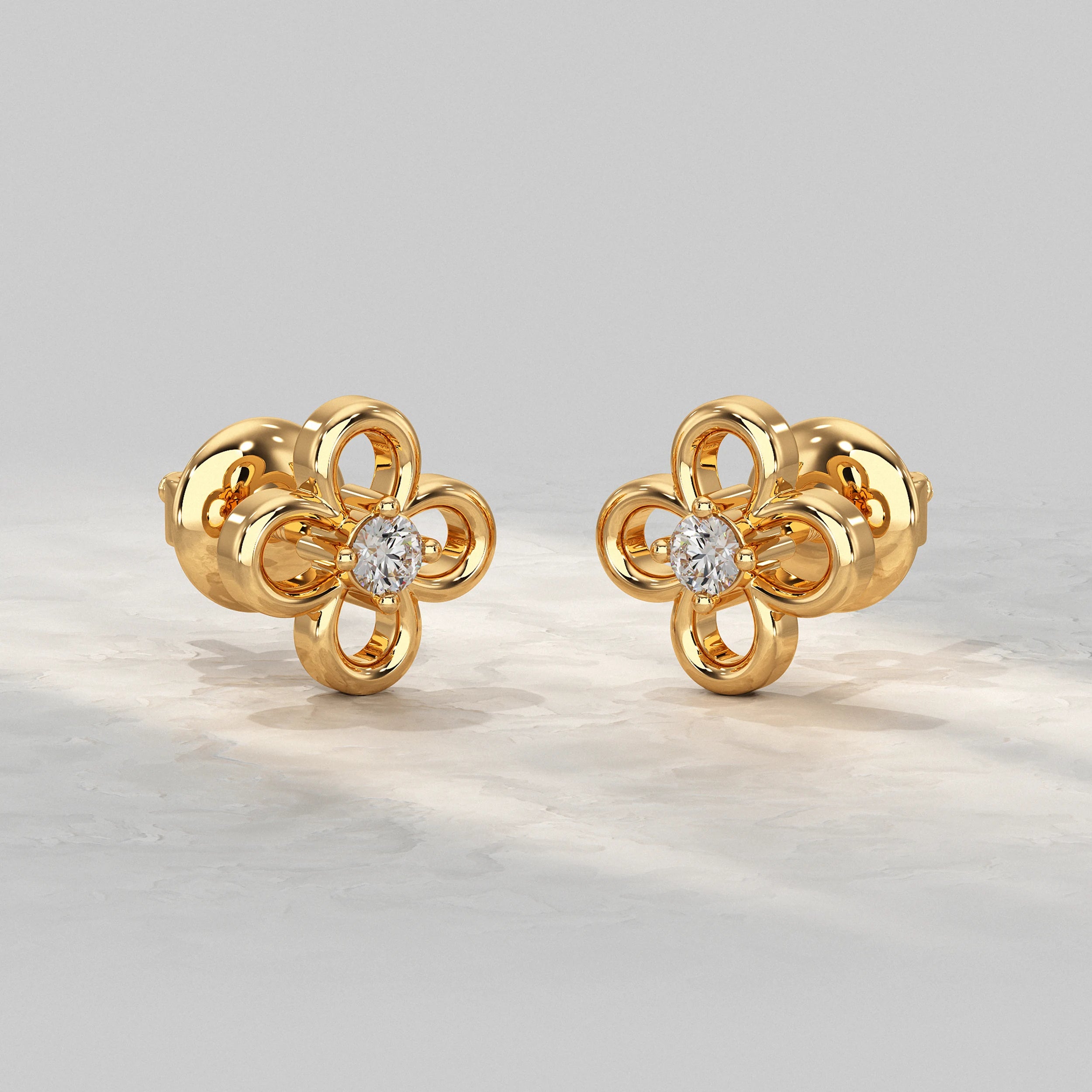 Open Petal Floral Stud Diamond Earrings Earrings