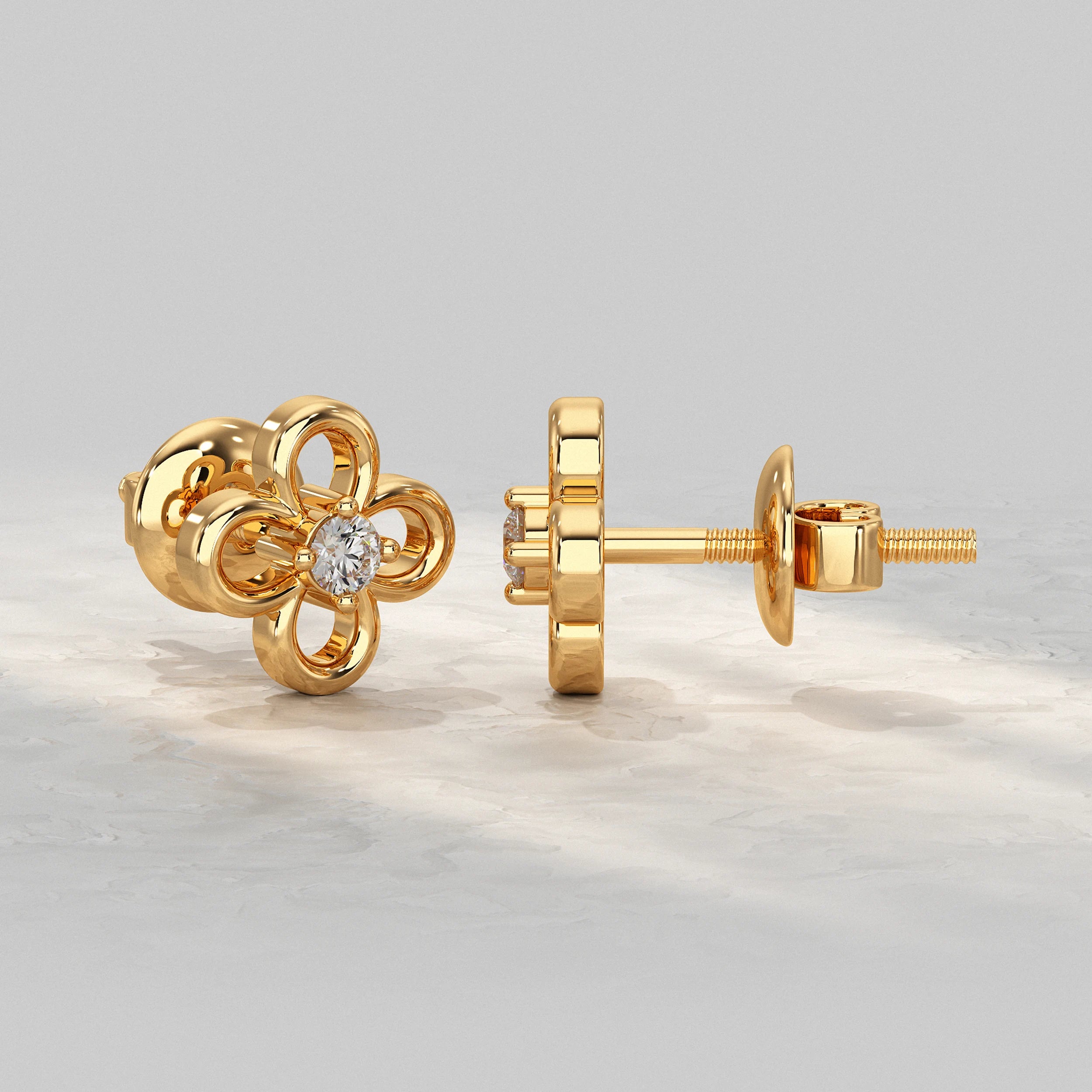 Open Petal Floral Stud Diamond Earrings Earrings