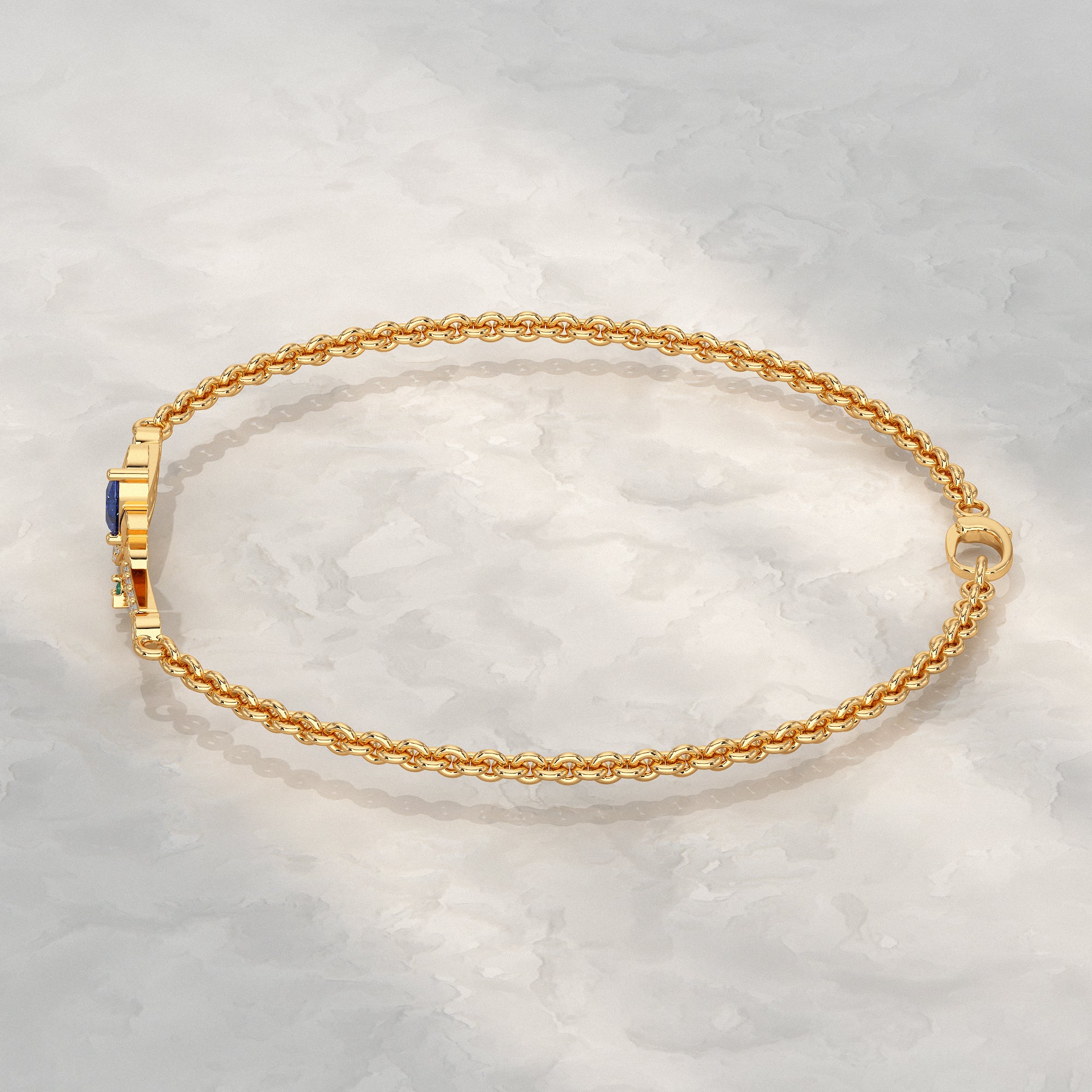 Floral Petal Chain Bracelet with Gemstone Accent Bracelet