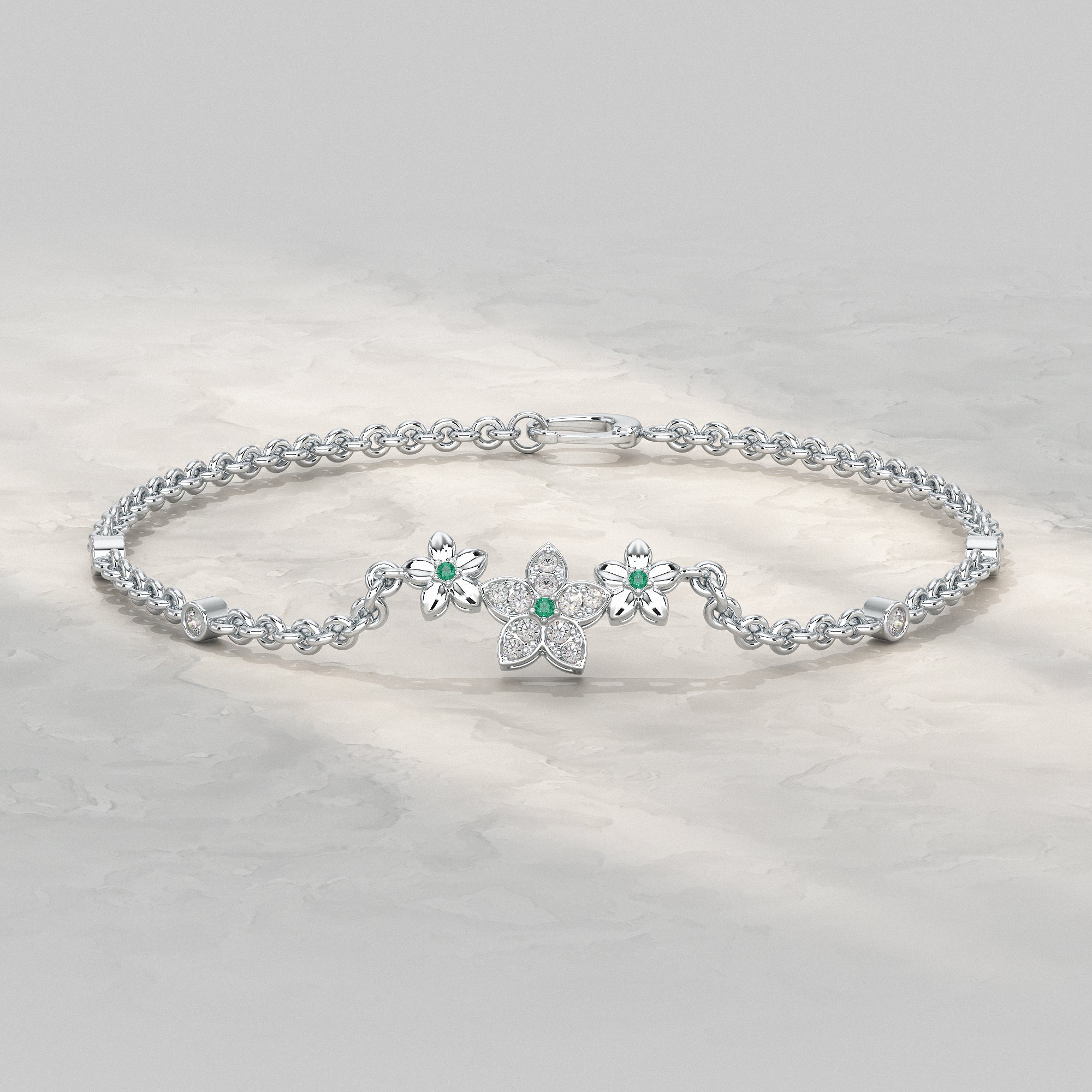 Diamond Floral Star Petal Chain Bracelet Bracelet