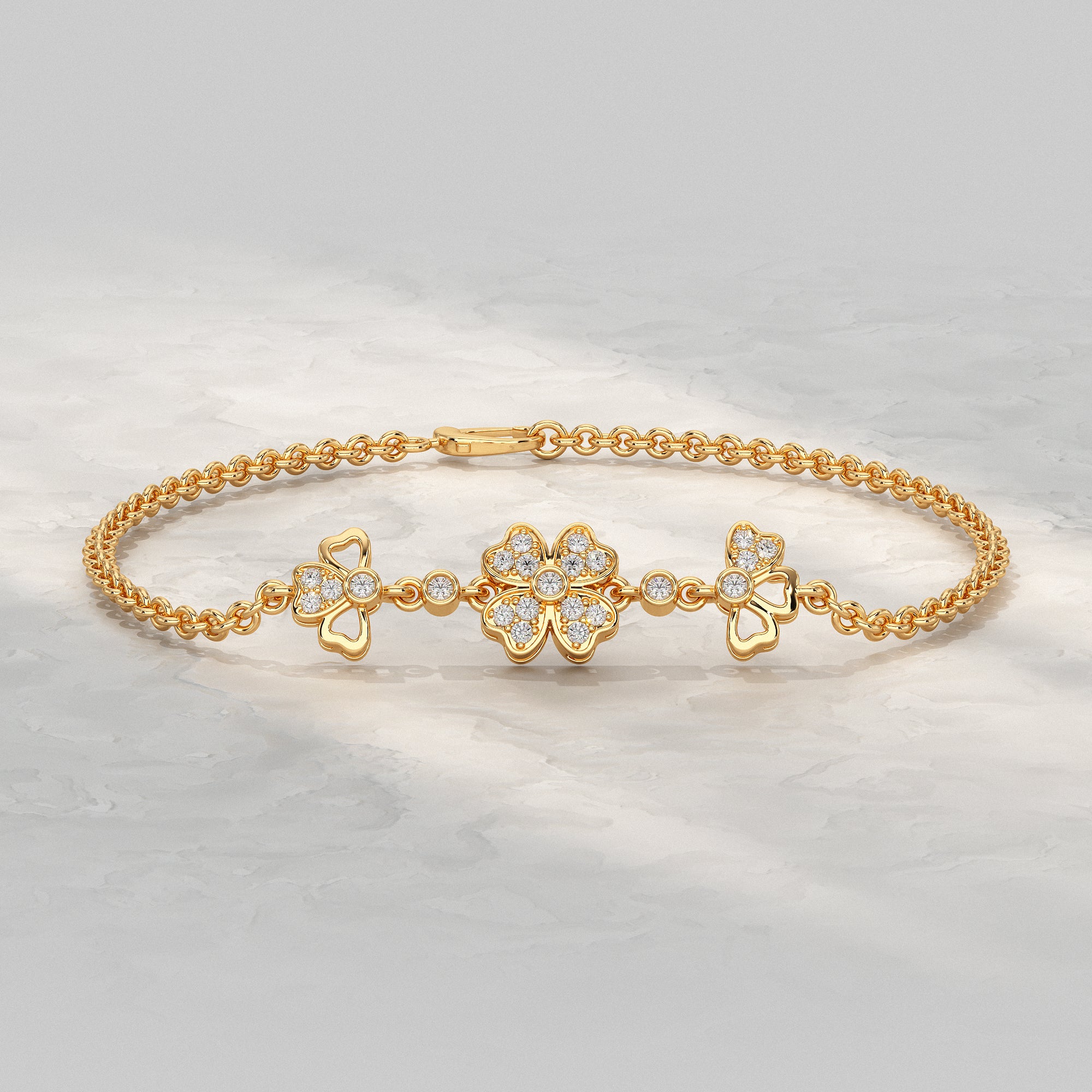 Three Flower Lab Diamond Bracelet Bracelet