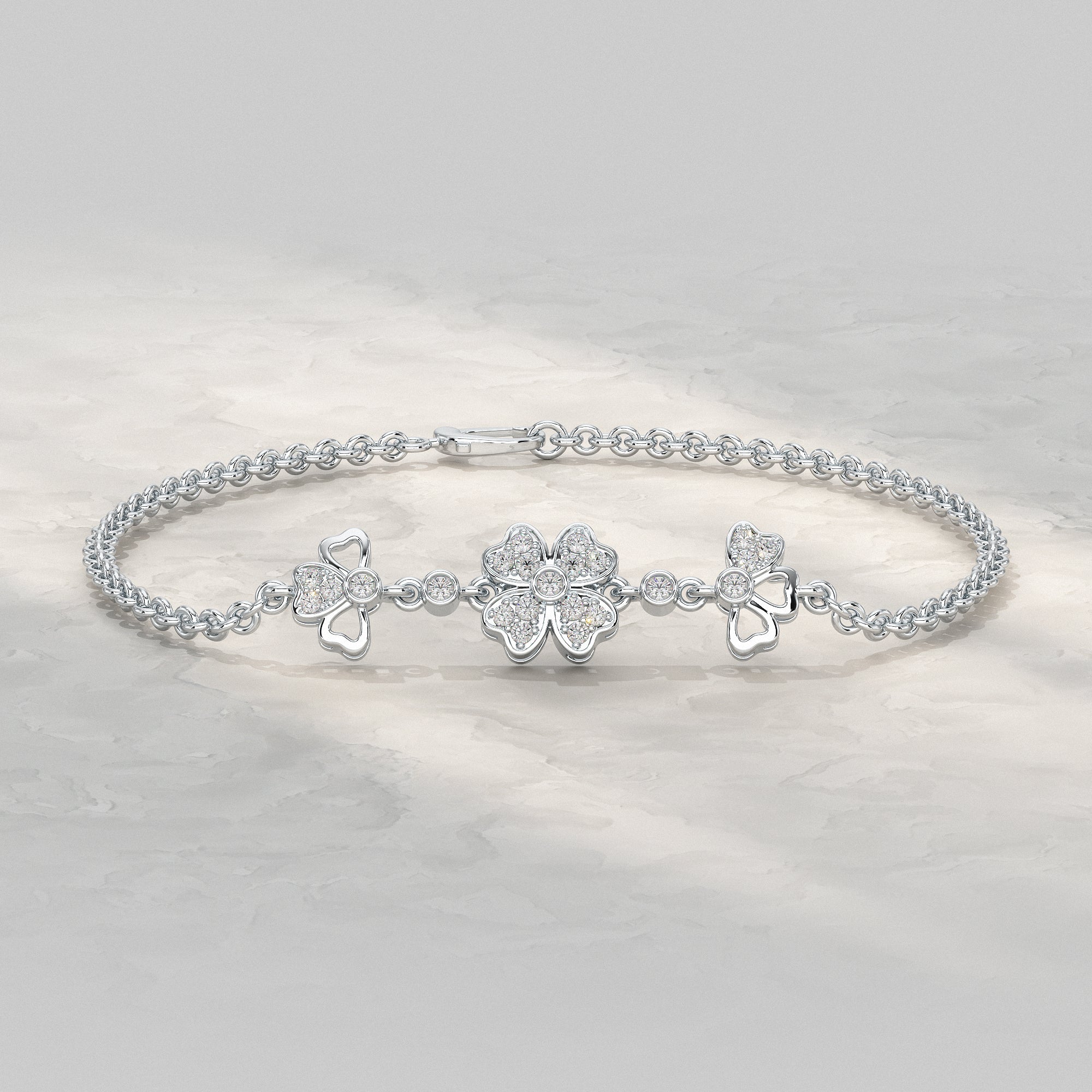 Three Flower Lab Diamond Bracelet Bracelet