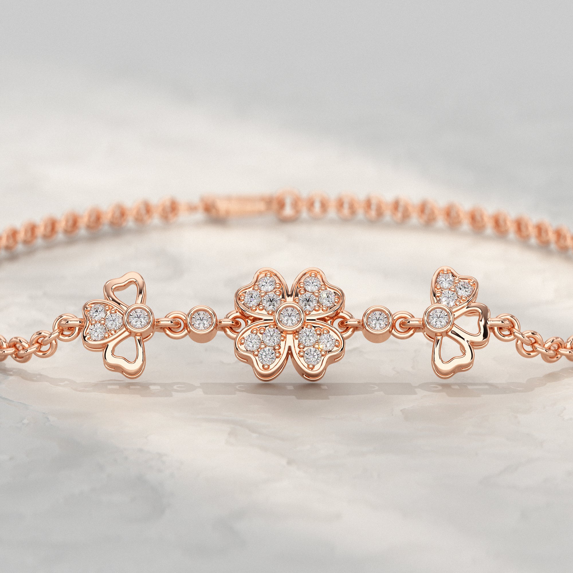Three Flower Lab Diamond Bracelet Bracelet