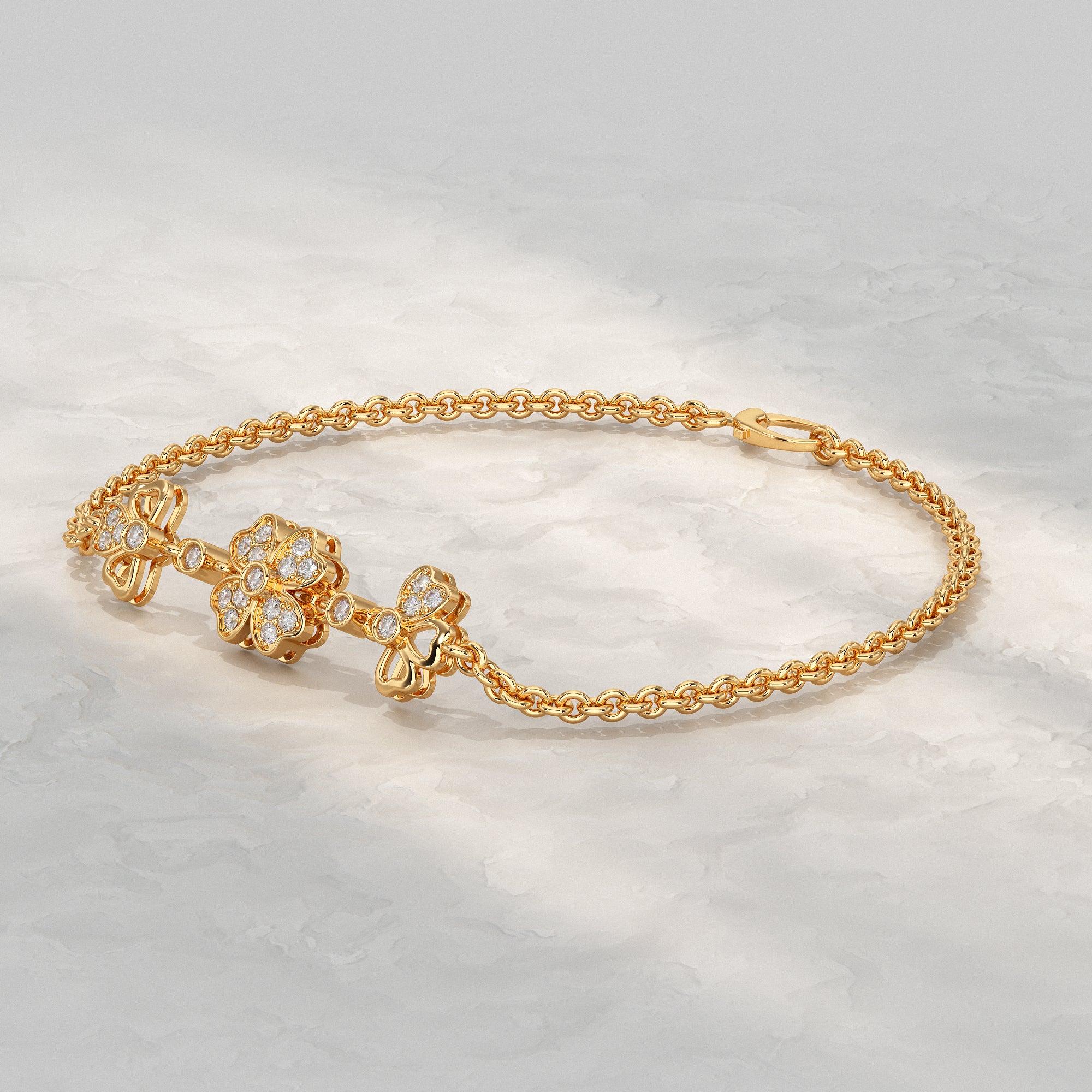 Three Flower Lab Diamond Bracelet Bracelet